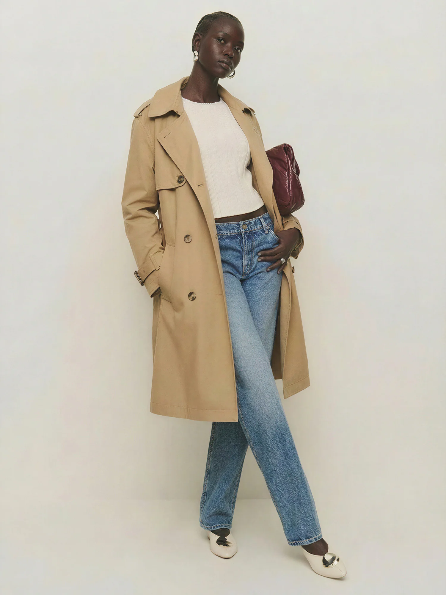 Classic Double Breasted Trench Coat With Modern Functionality