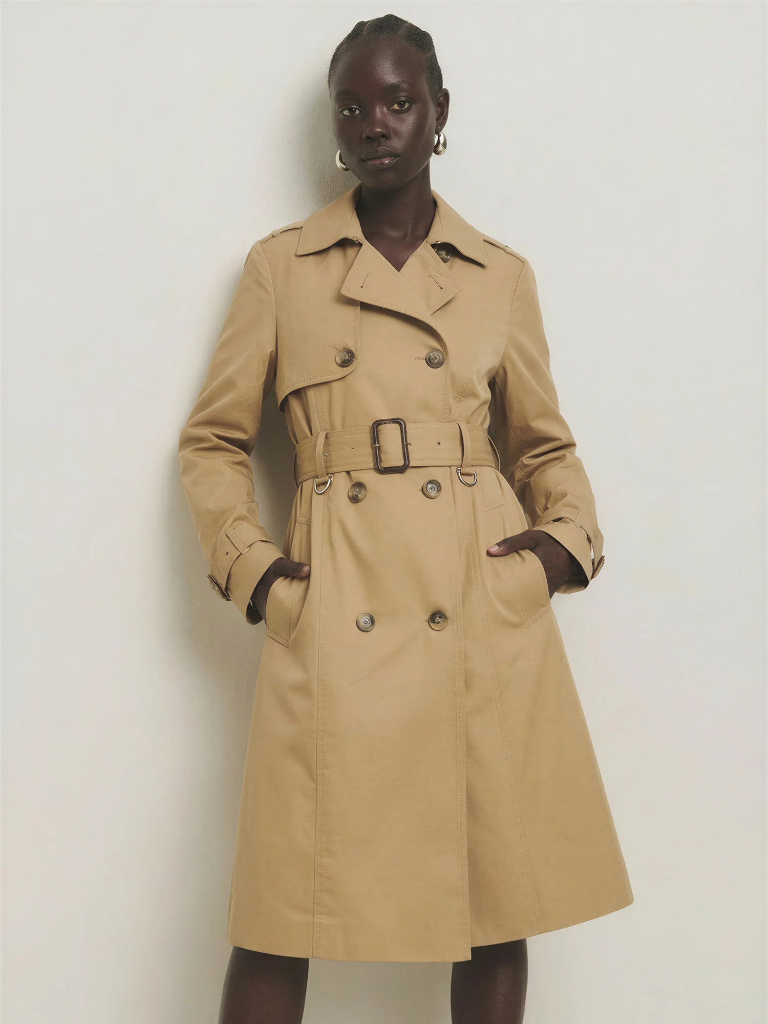Classic Double Breasted Trench Coat With Modern Functionality - Image 2