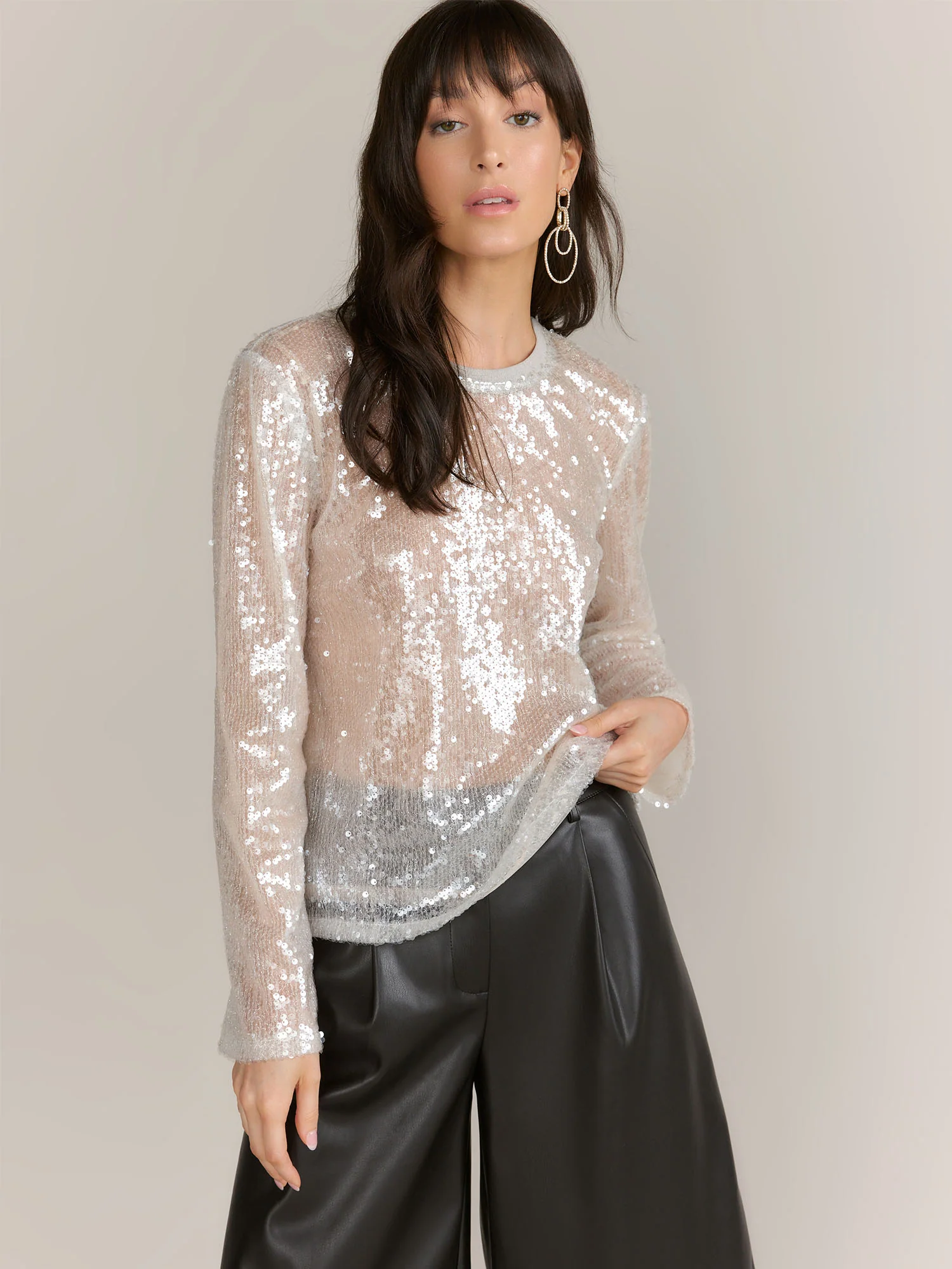 English Factory Clear Iridescent Sequin Top - Brands We Love