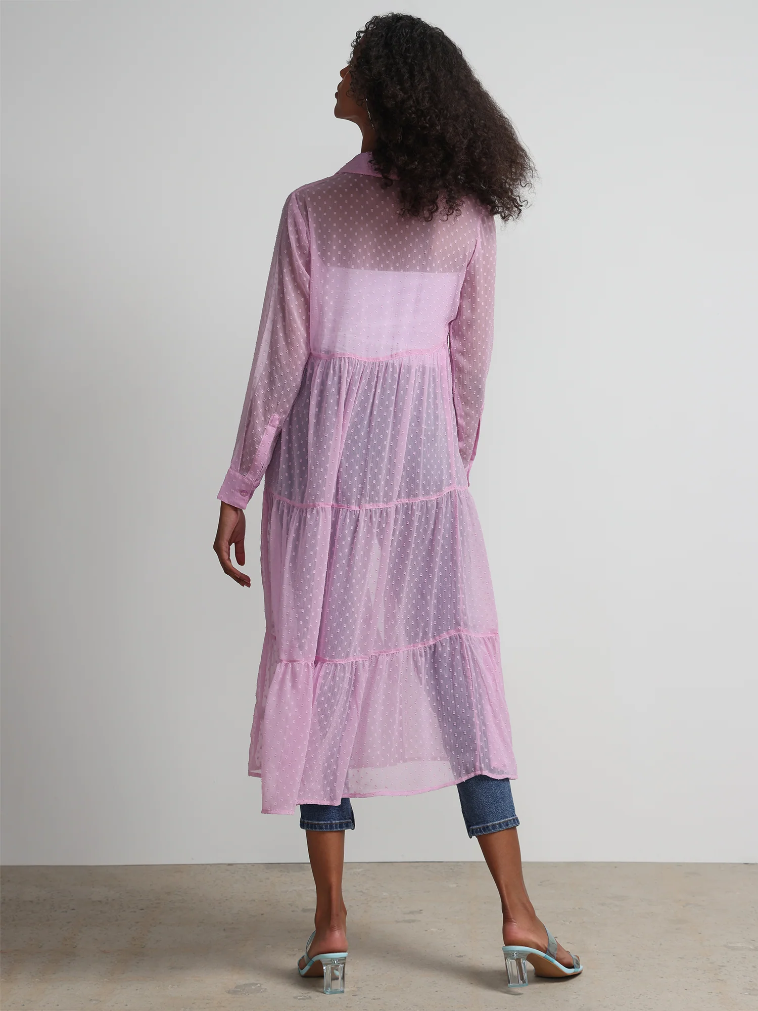 Clip-Dot Button-Front Maxi Blouse - Image 8