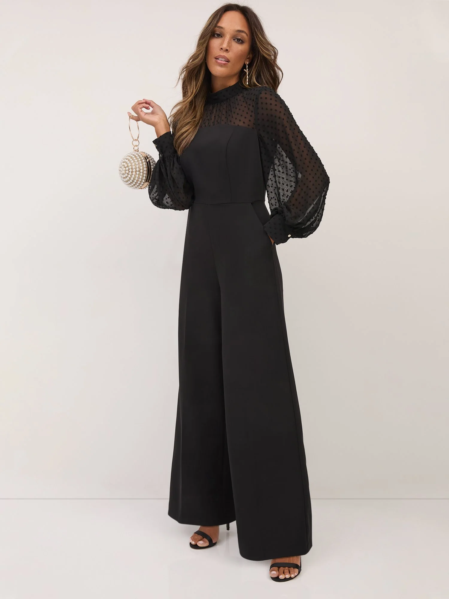 Clip-Dot Embroidered Jumpsuit - Magic Crepe® - Image 2