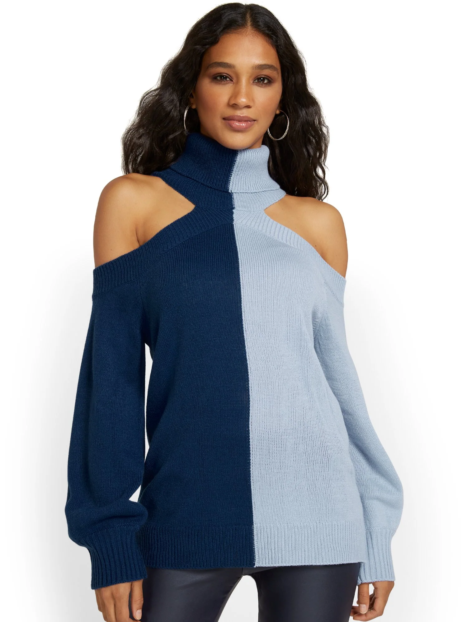 Cold-Shoulder Colorblock Sweater - Image 2