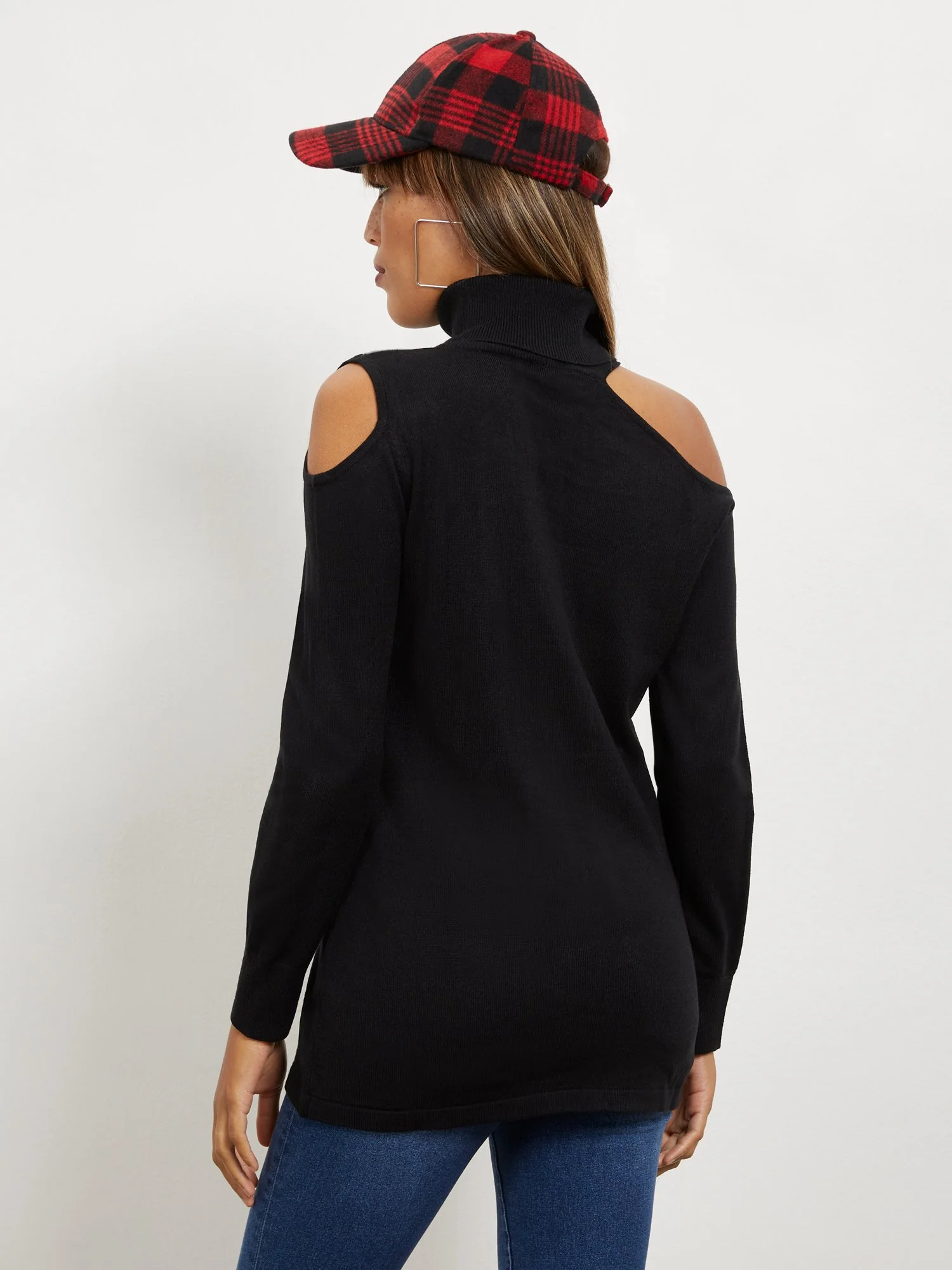 Cold-Shoulder Colorblock Tunic Sweater - Image 3