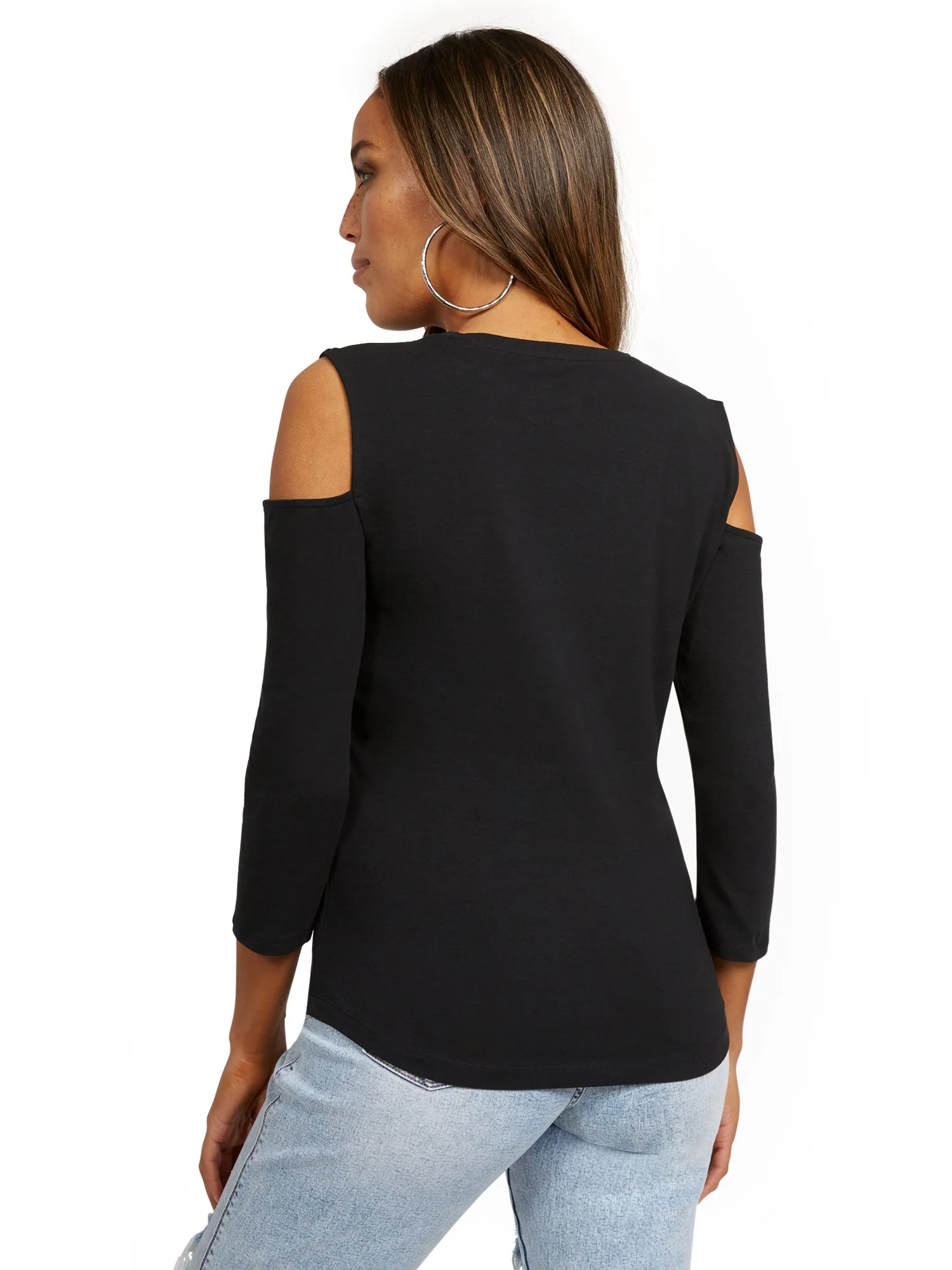 Cold-Shoulder Cutout Long-Sleeve City Tee - Image 3