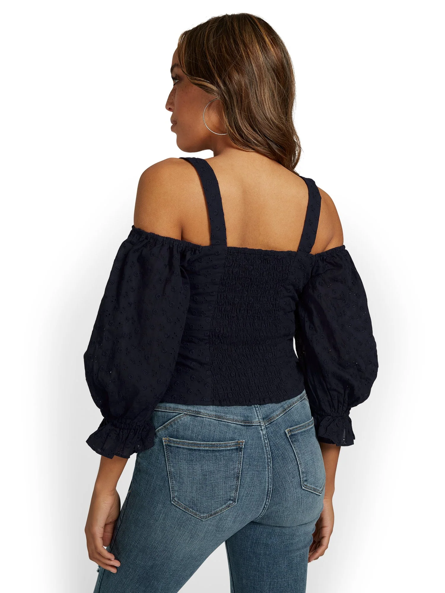 Cold-Shoulder Eyelet Blouse - Lily & Cali - Image 6