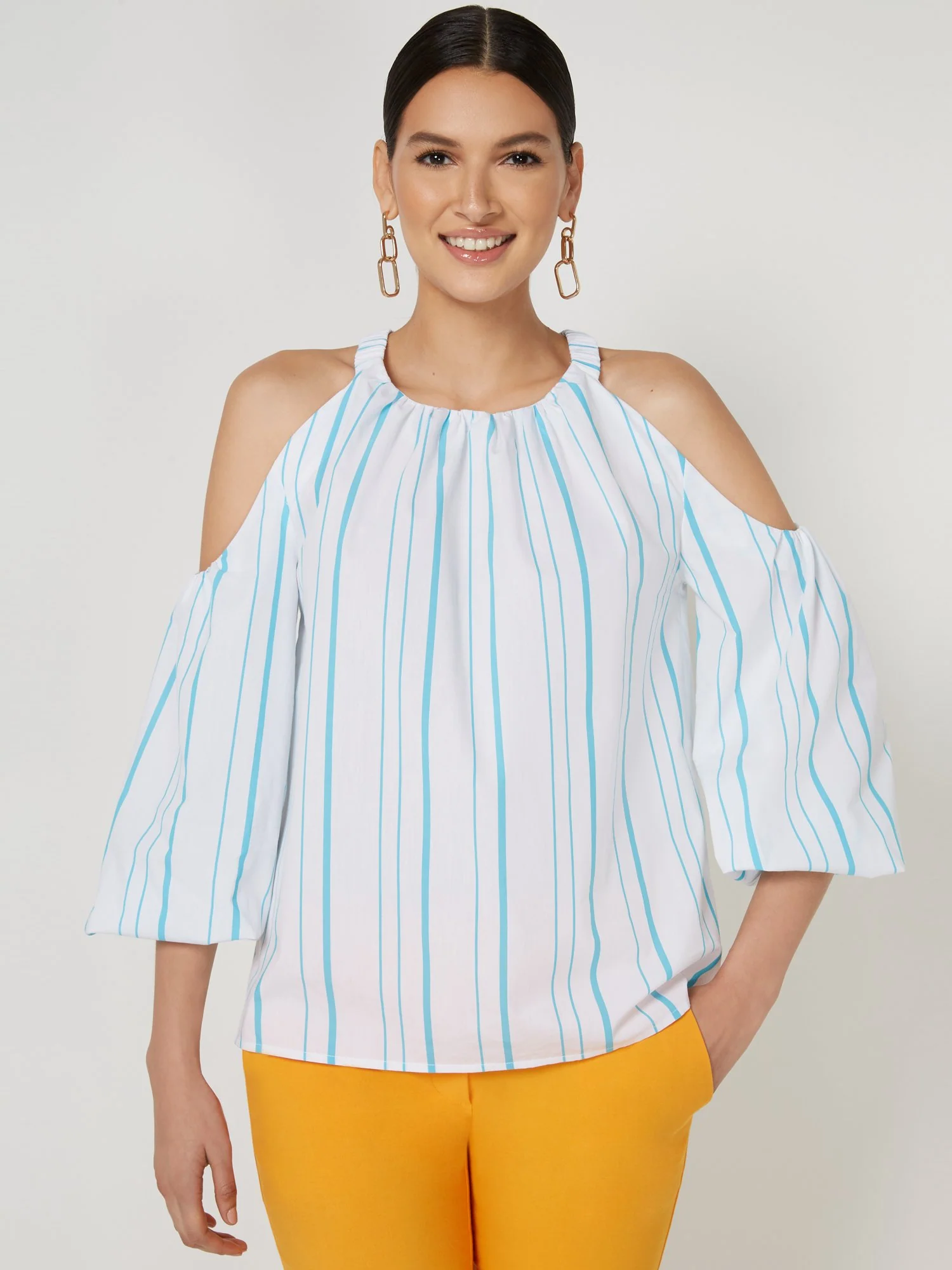 Cold-Shoulder Poplin Top - 7th Avenue - Image 2