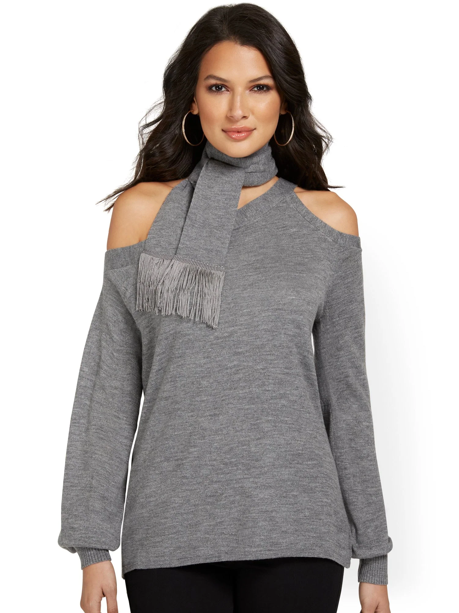 Cold-Shoulder Pullover Sweater - Image 2