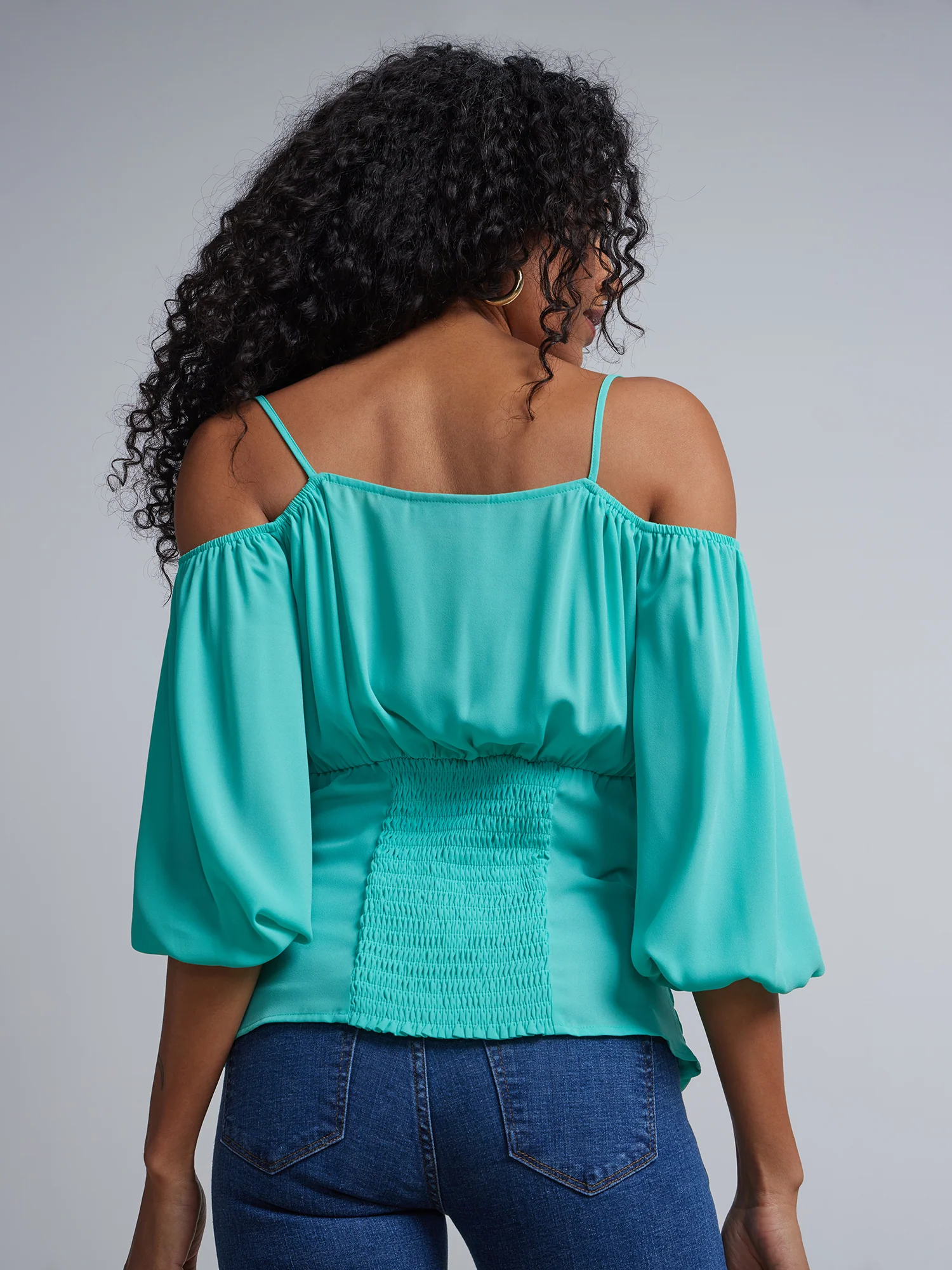 Cold-Shoulder Ruched-Front Top - Image 3