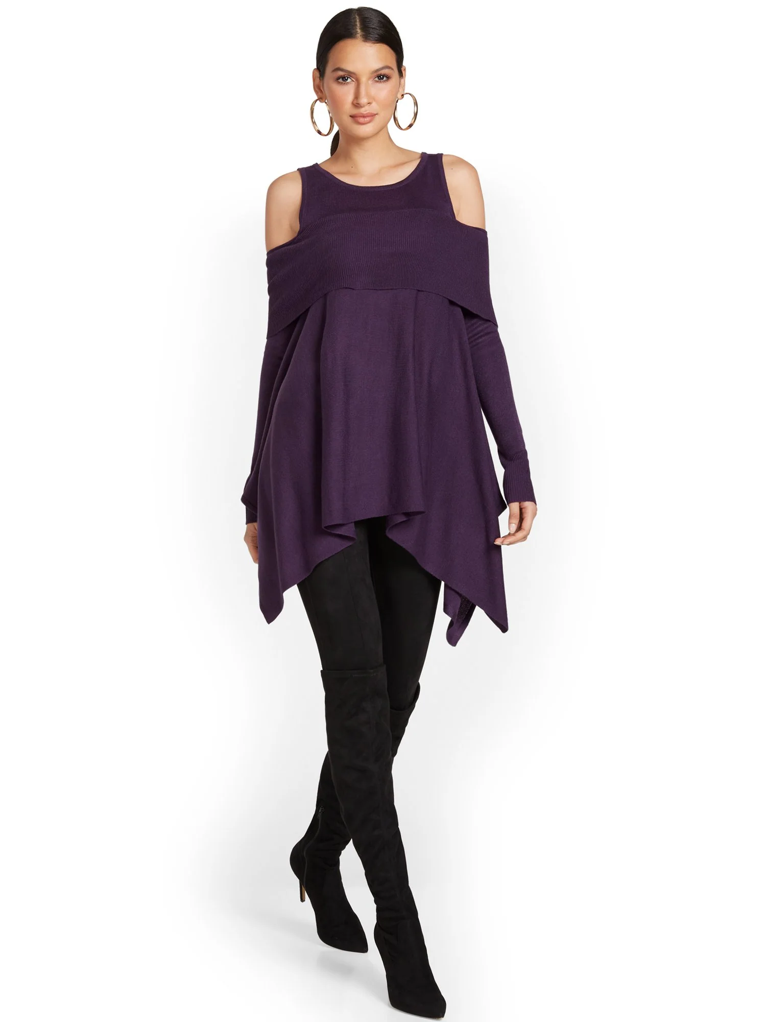 Cold-Shoulder Sharkbite Sweater - Image 10