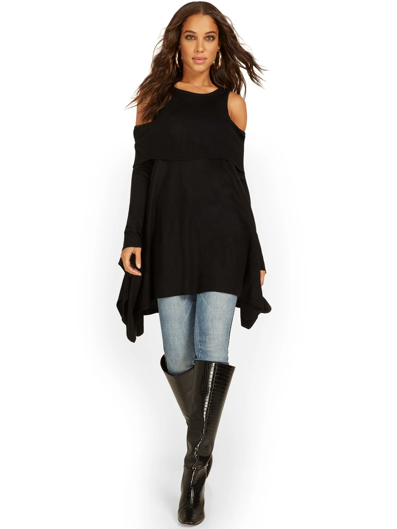 Cold-Shoulder Sharkbite Sweater - Image 2