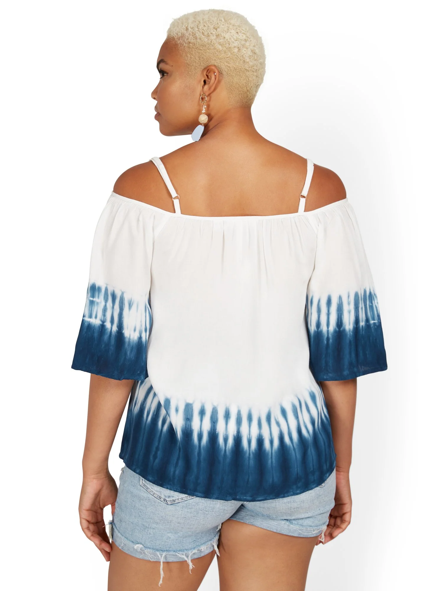 Cold-Shoulder Tie-Dye Ombre Top - Image 3