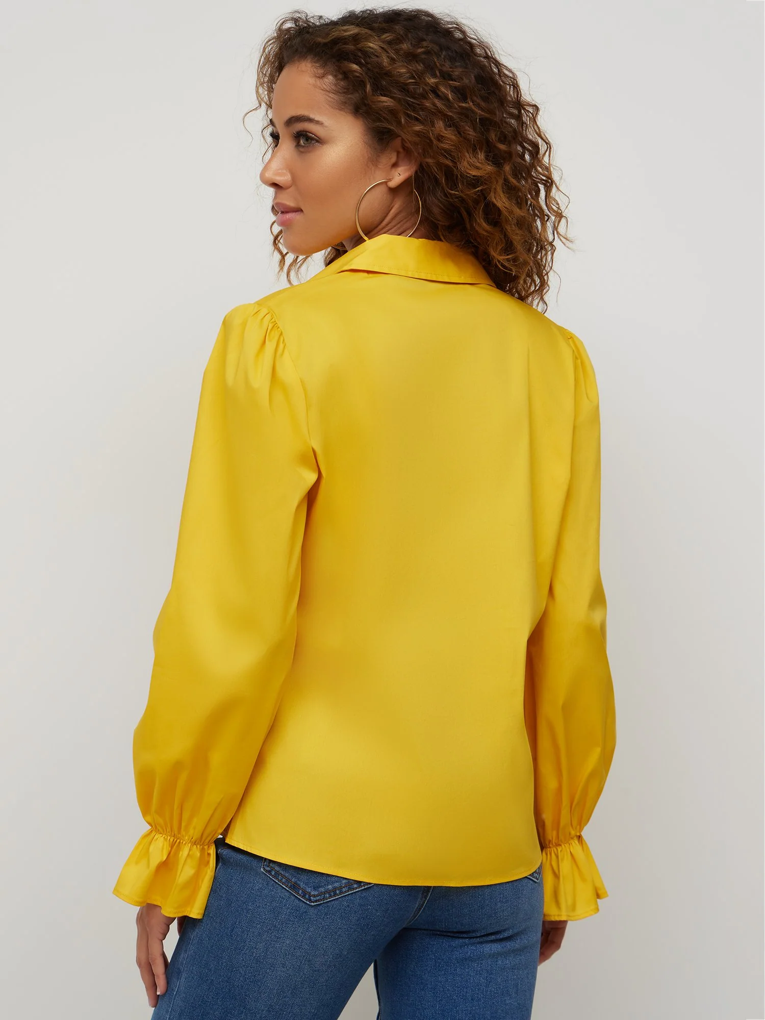 Collared Button-Front Poplin Blouse - Image 2