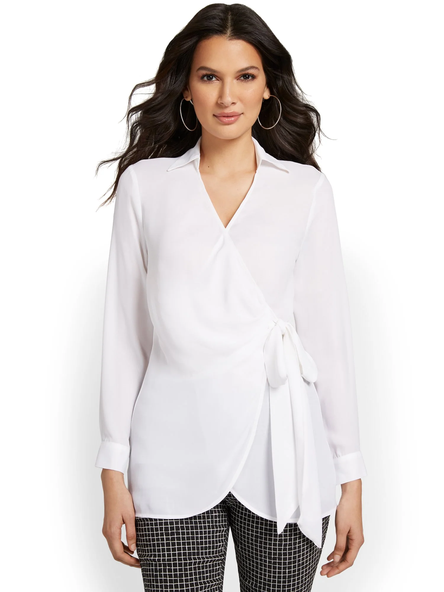 Collared Tie-Waist Blouse - Image 6