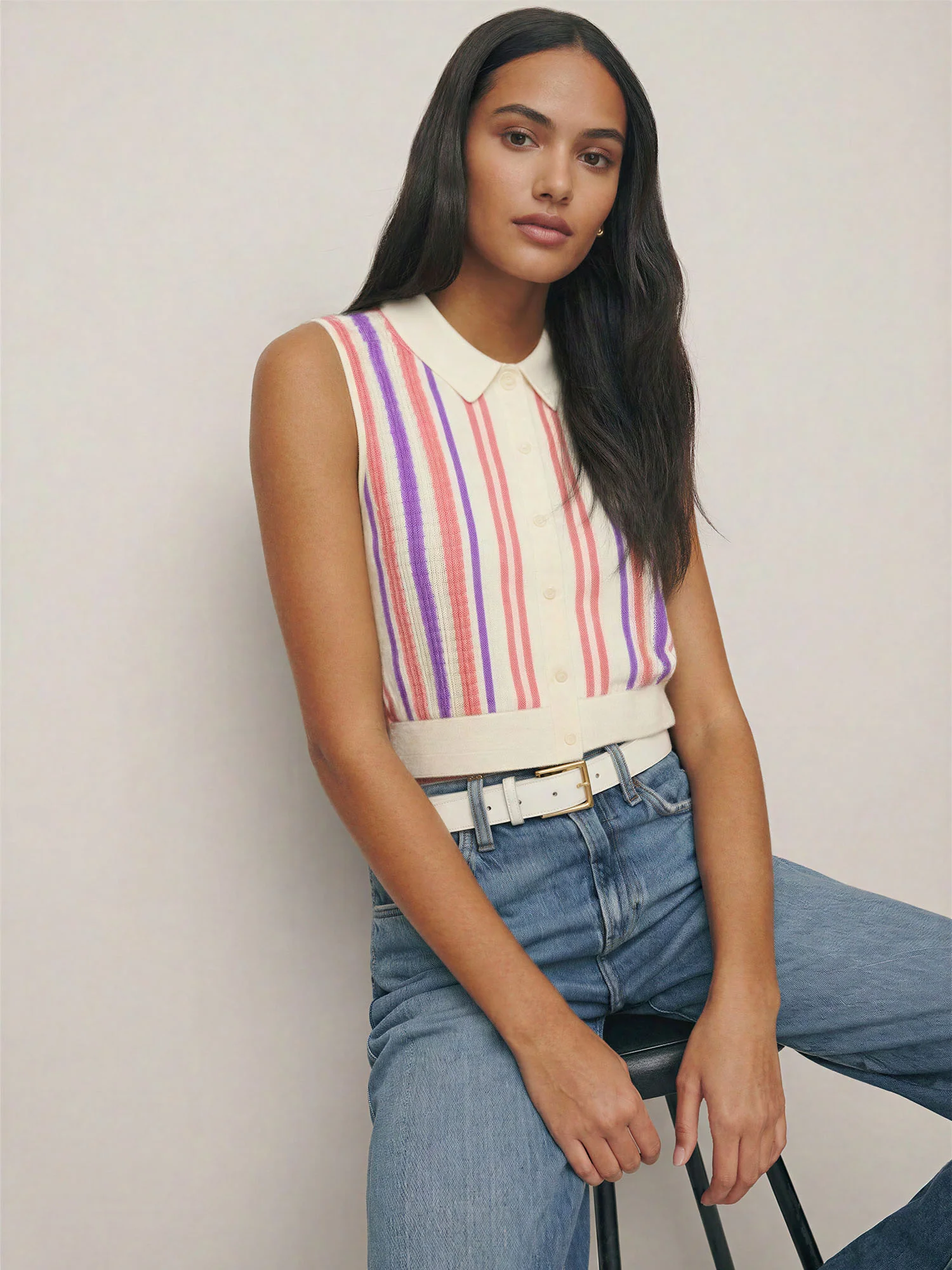 Color Block Sweater Vest Top