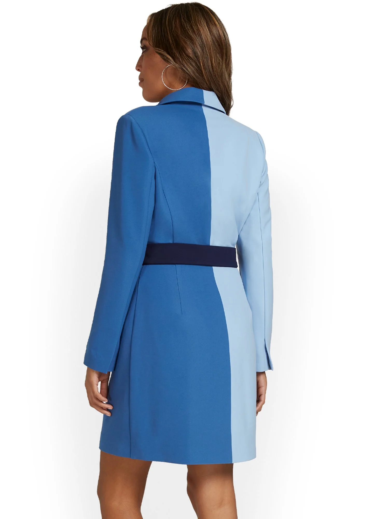 Colorblock Belted Blazer Dress - Premium Stretch - Image 3