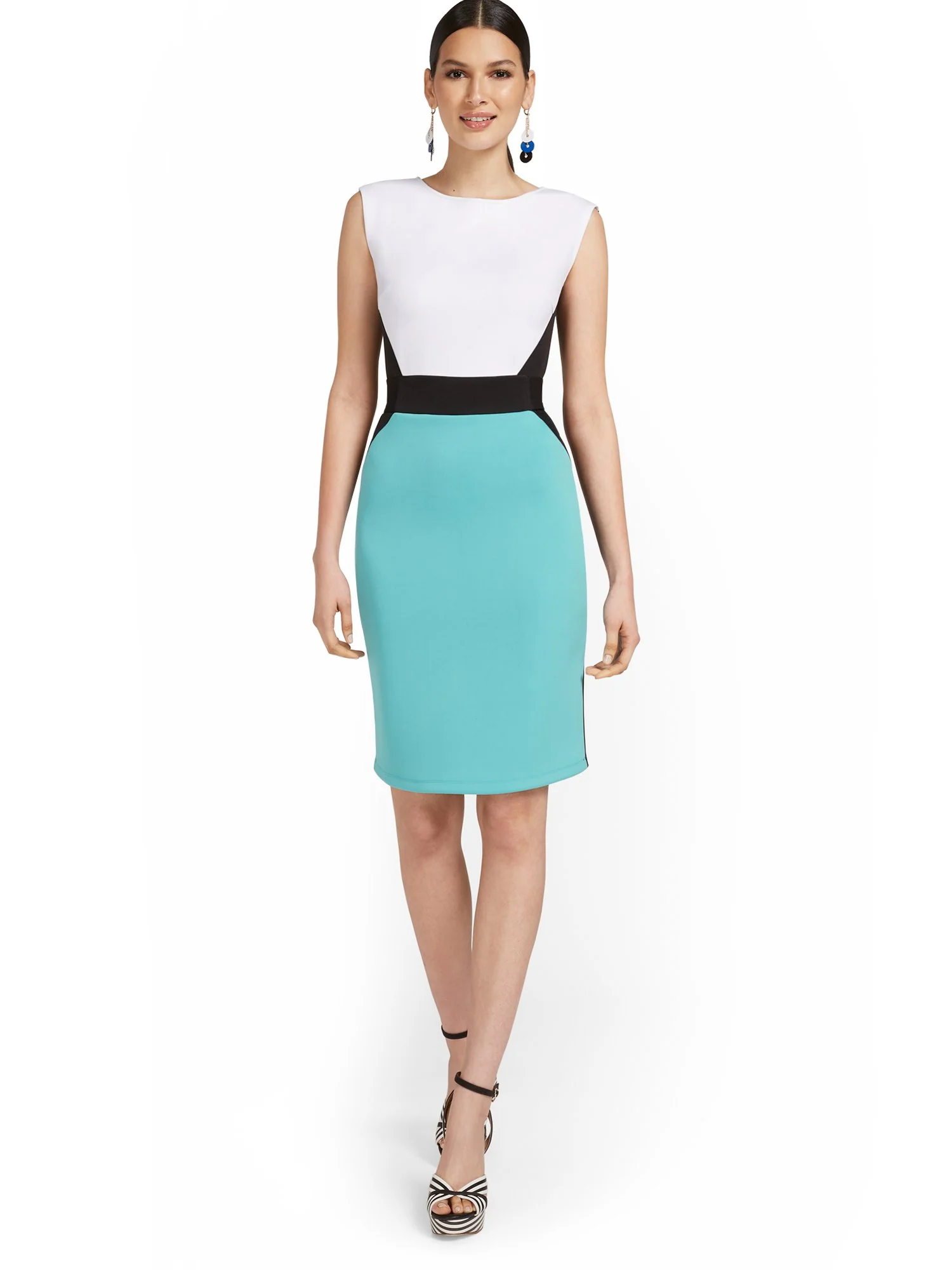 Colorblock Belted Sheath Dress - Image 2