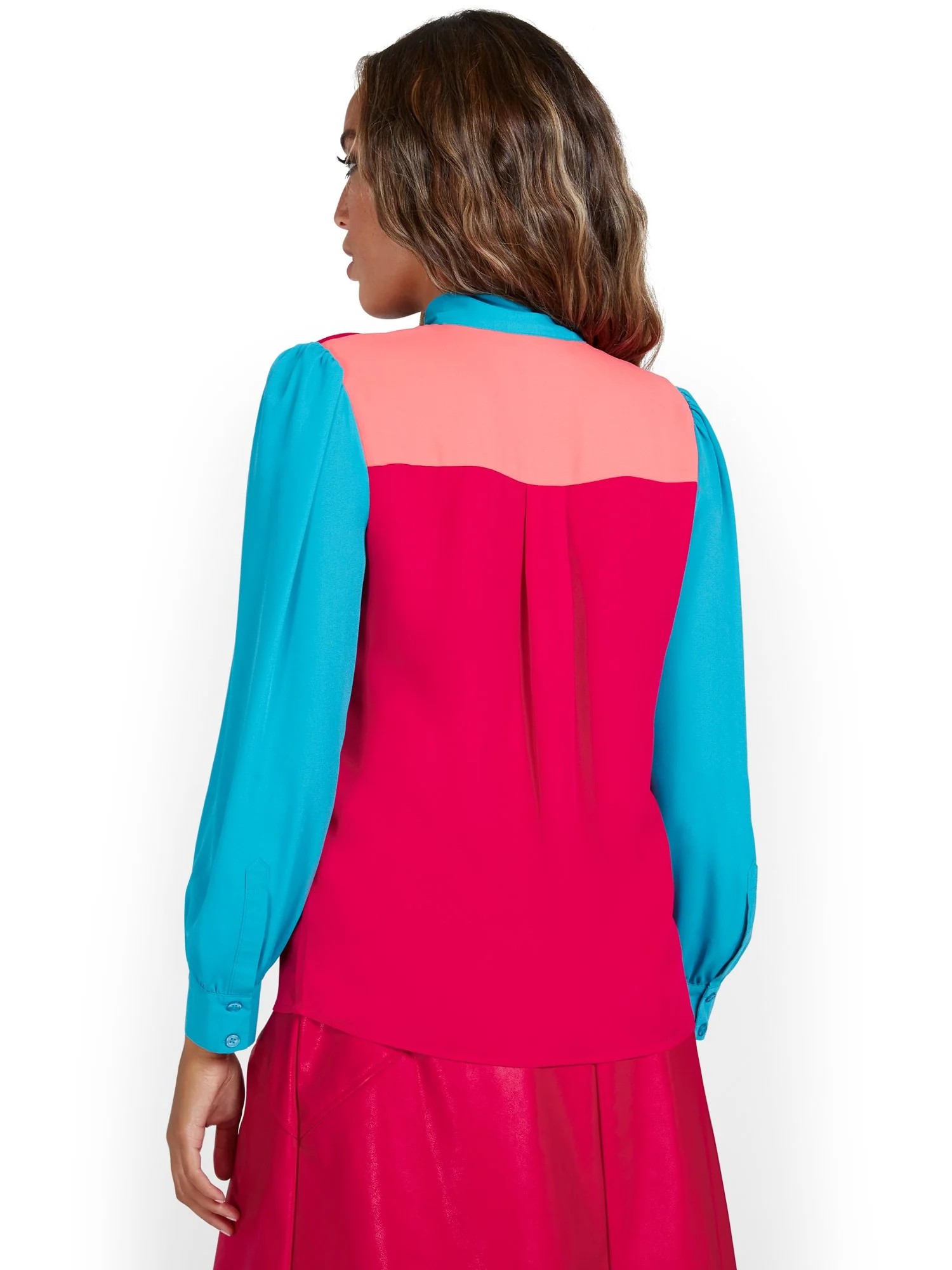 Colorblock Bow-Front Blouse - Image 3