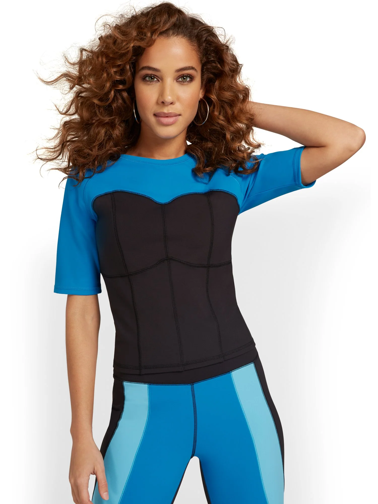 Colorblock Corset Yoga Top - City Contour - Image 2
