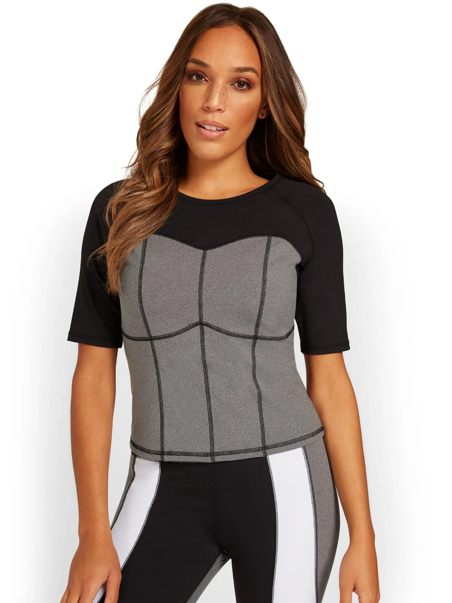 Colorblock Corset Yoga Top - City Contour - Image 6