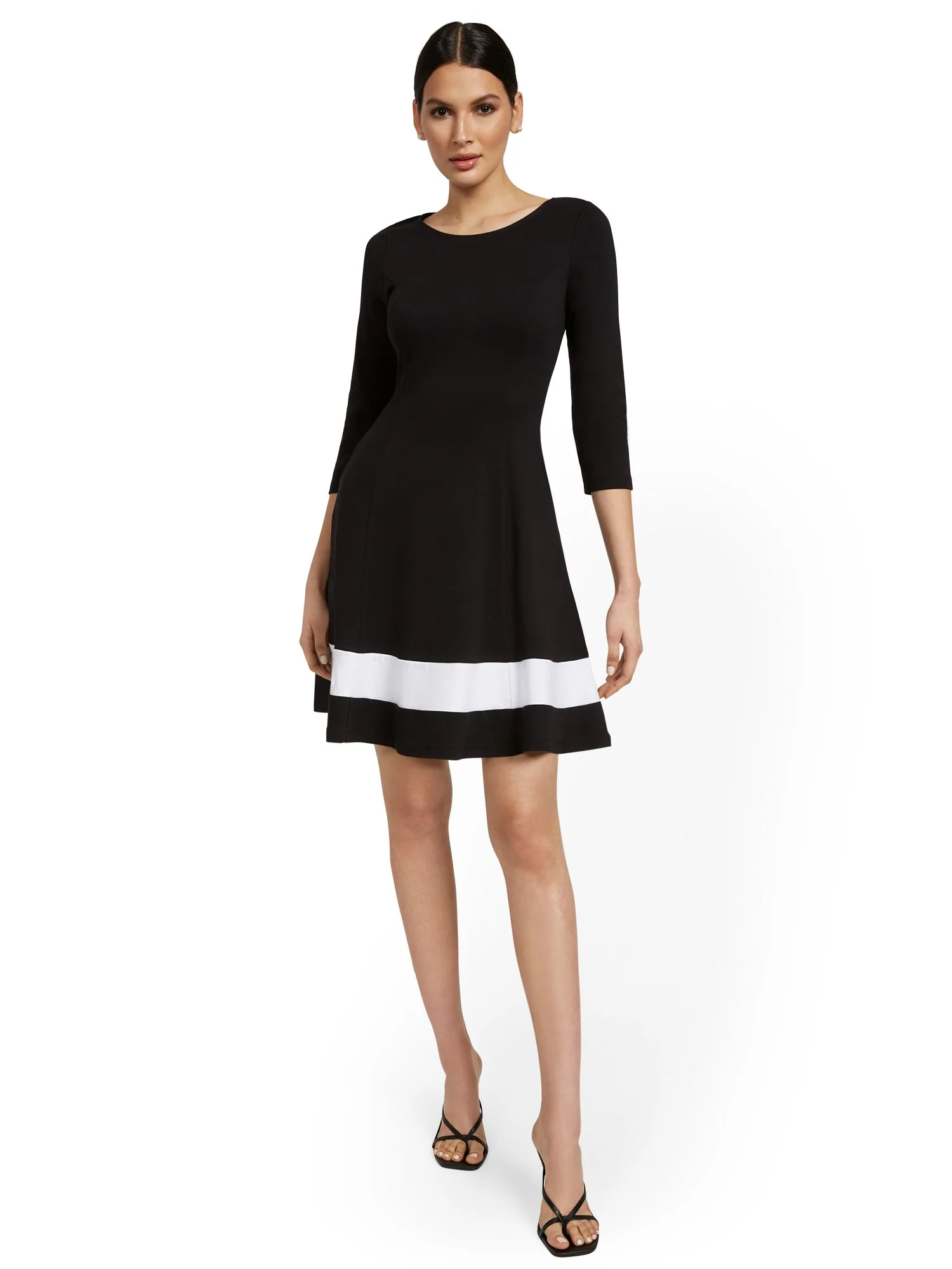 Colorblock Cotton Fit and Flare Dress - Image 2