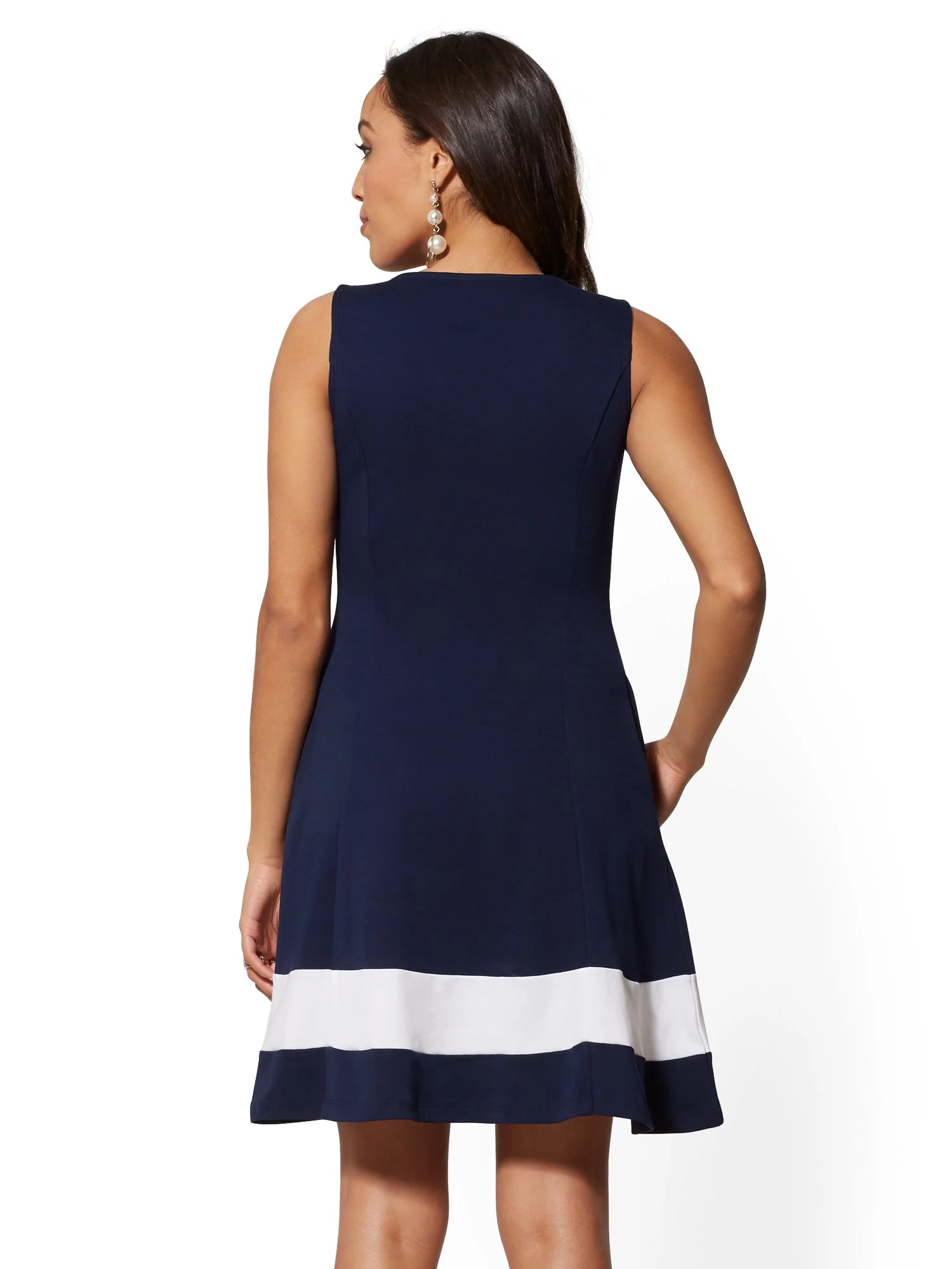 Colorblock Fit and Flare Cotton Dress - Image 3