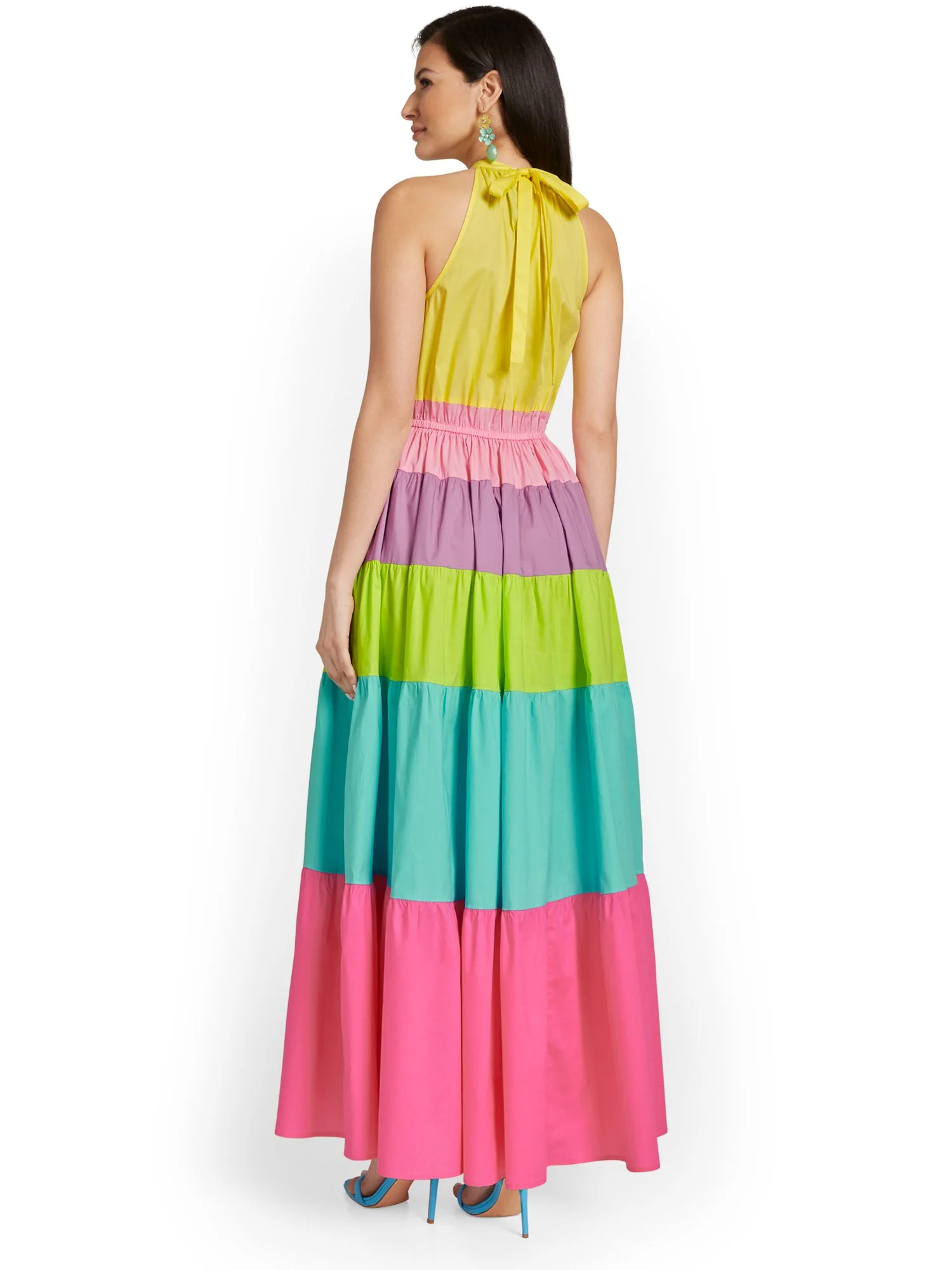 Colorblock Halterneck Poplin Maxi Dress - Image 3