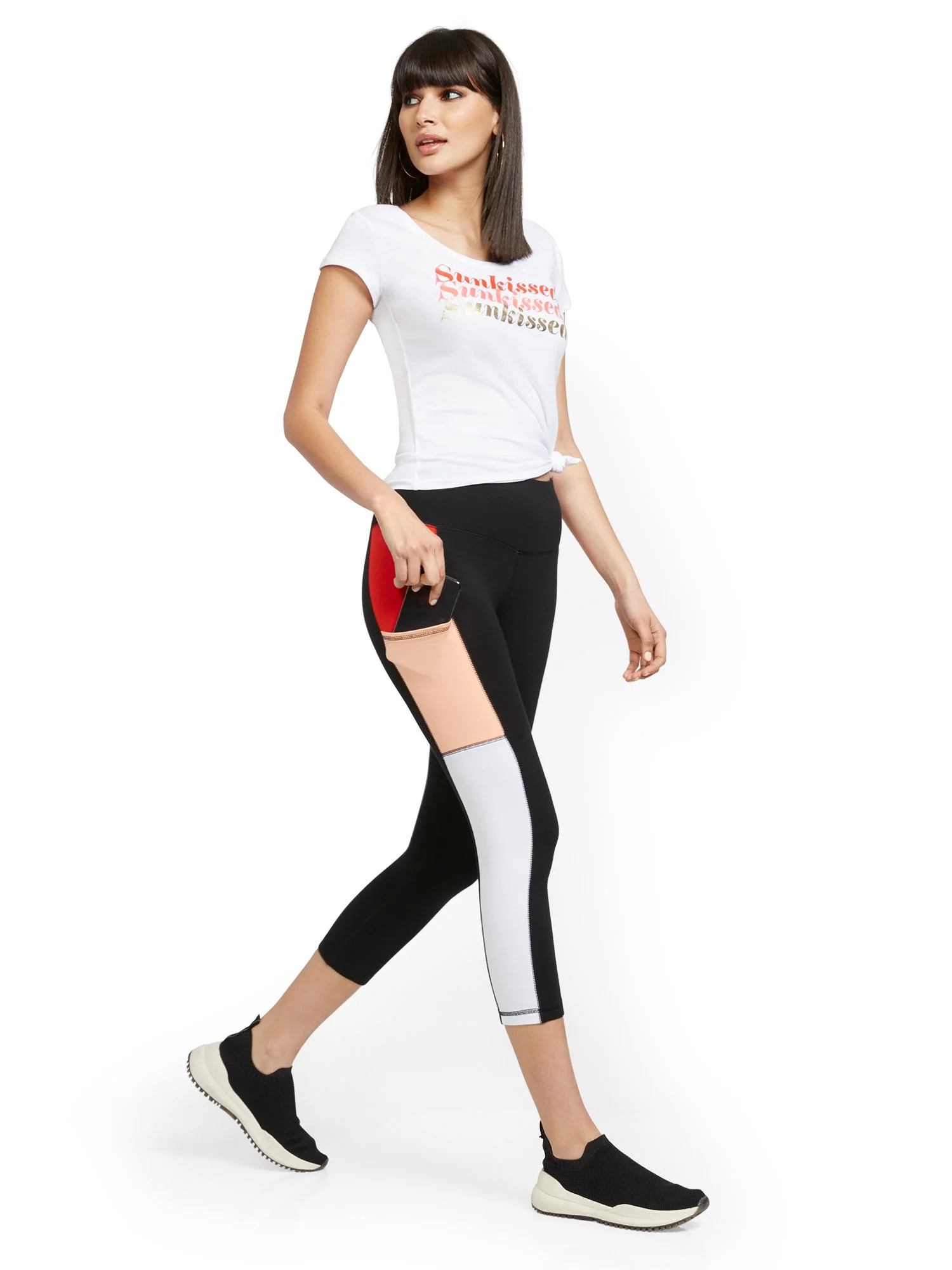 Colorblock High-Waisted Capri Pocket Legging - Image 5