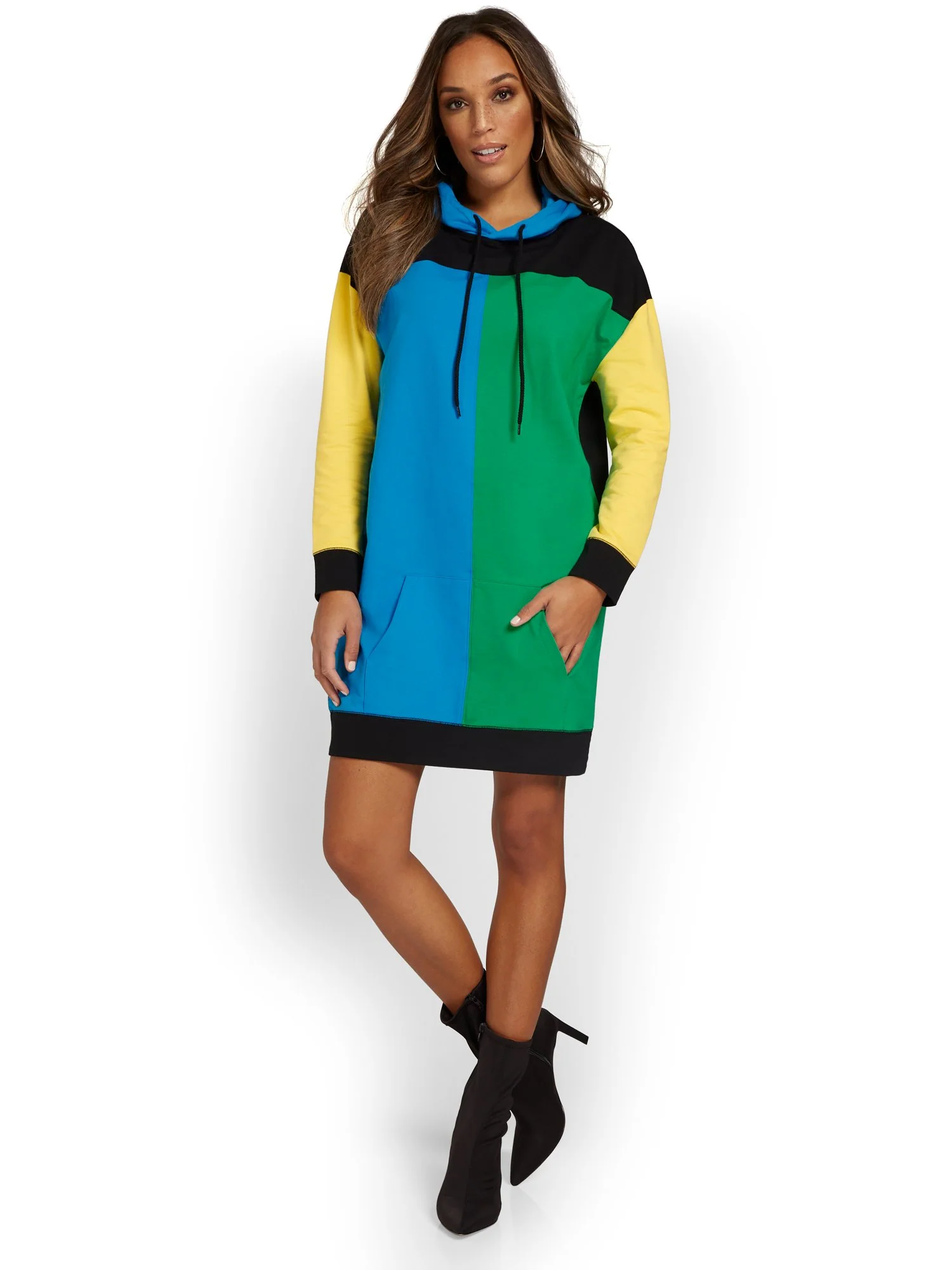 Colorblock Hoodie Dress