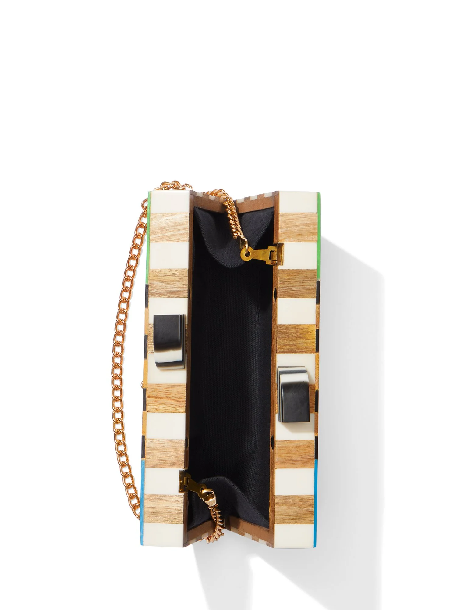 Colorblock Inlay Wooden Box Clutch - Image 2