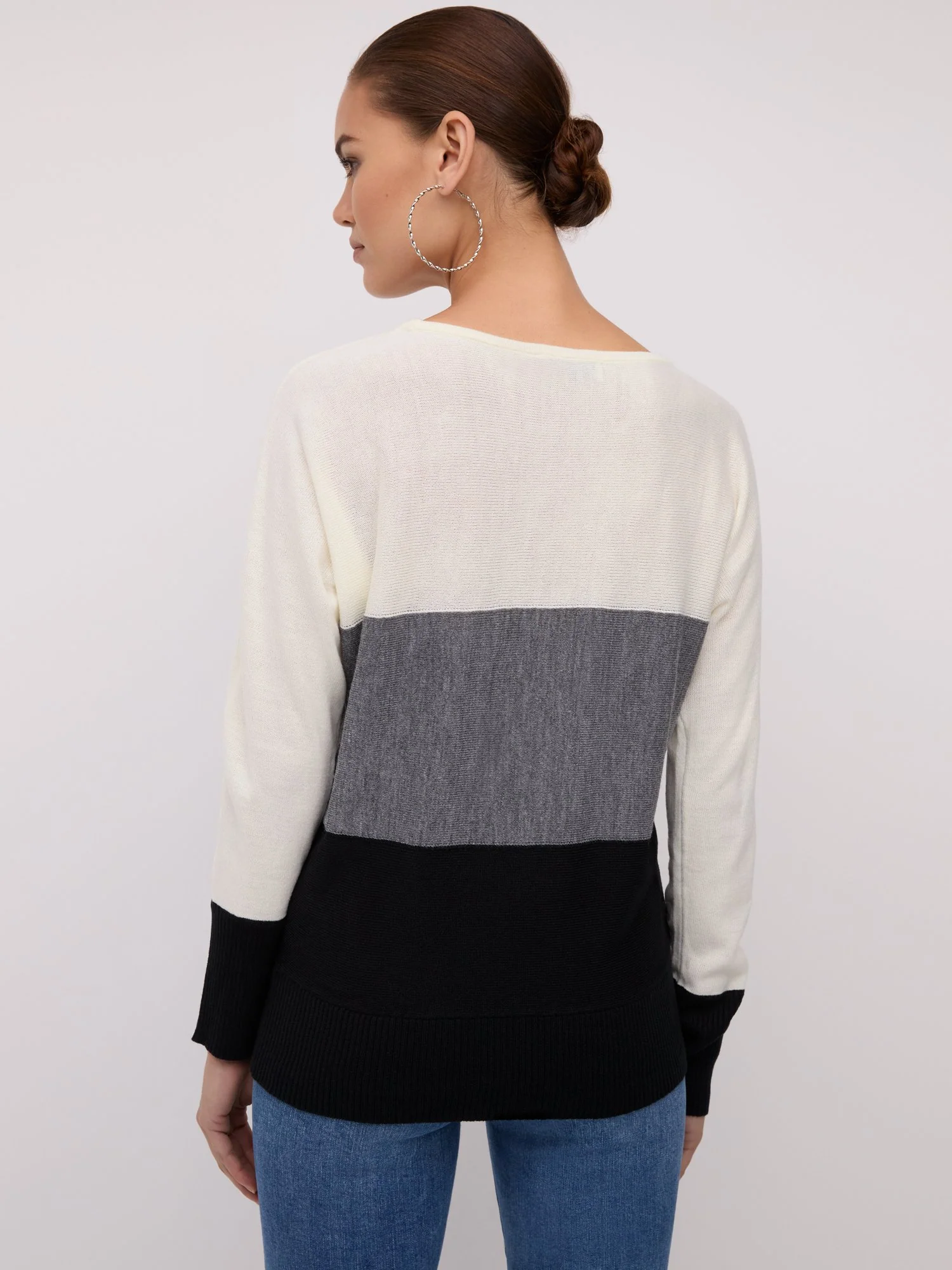 Colorblock Lace-Up Waist Dolman Sweater - Image 3