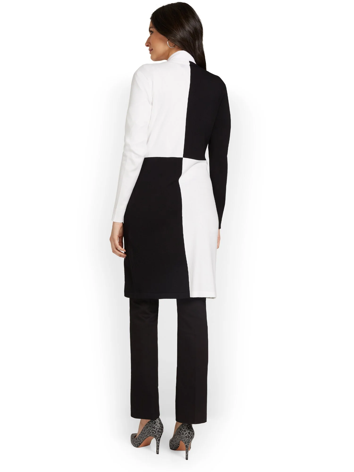 Colorblock Long Cardigan Dress - Image 3