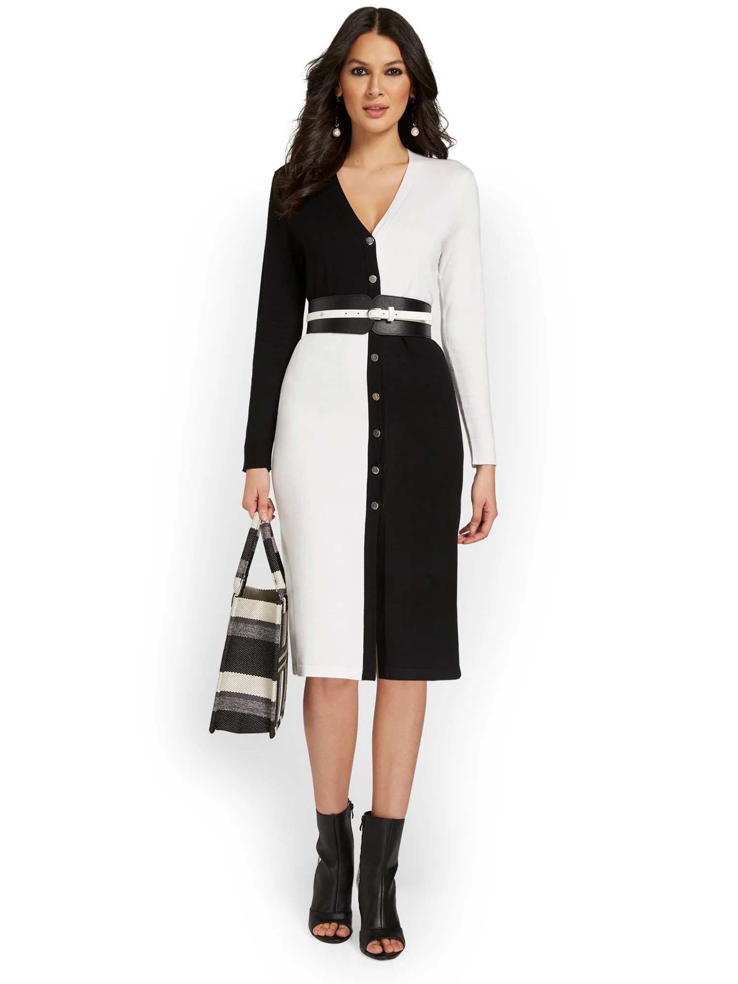 Colorblock Long Cardigan Dress - Image 5