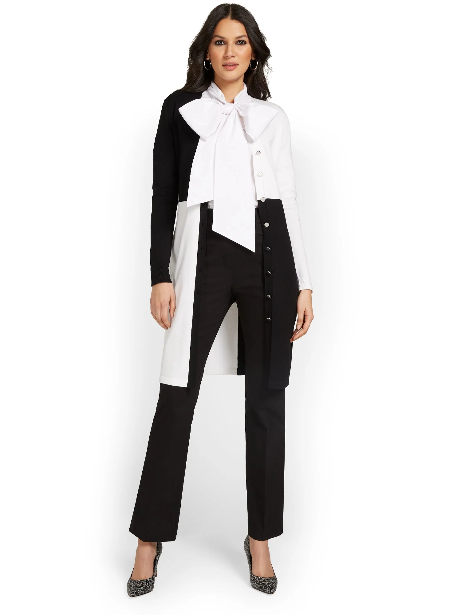 Colorblock Long Cardigan Dress - Image 2