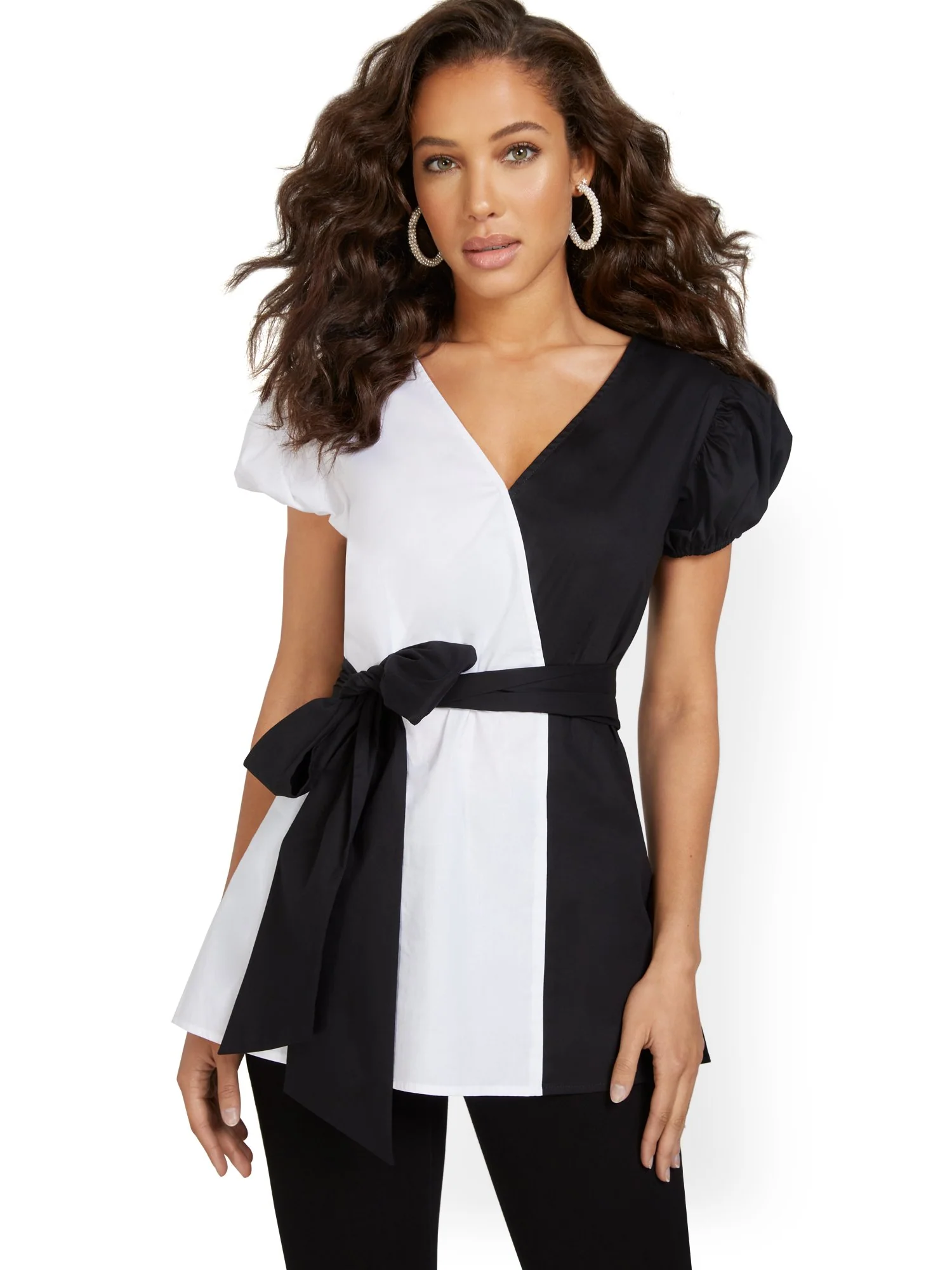 Colorblock Off-The-Shoulder Poplin Top - Image 2