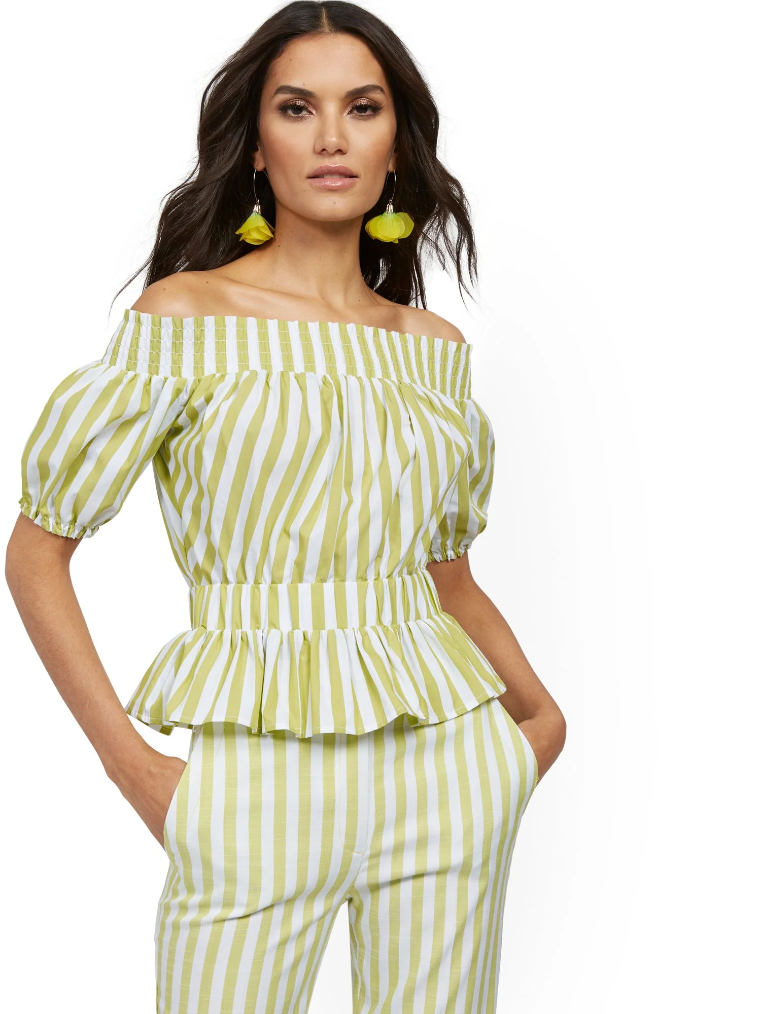 Colorblock Off-The-Shoulder Poplin Top - Image 5