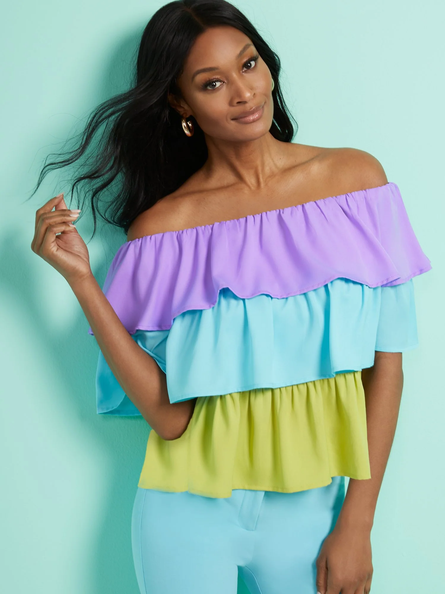 Colorblock Off-The-Shoulder Top - Image 2