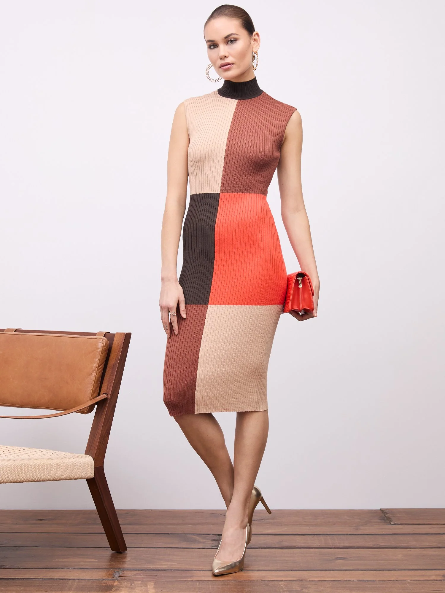 Colorblock Ribbed Sweater Dress - Image 4