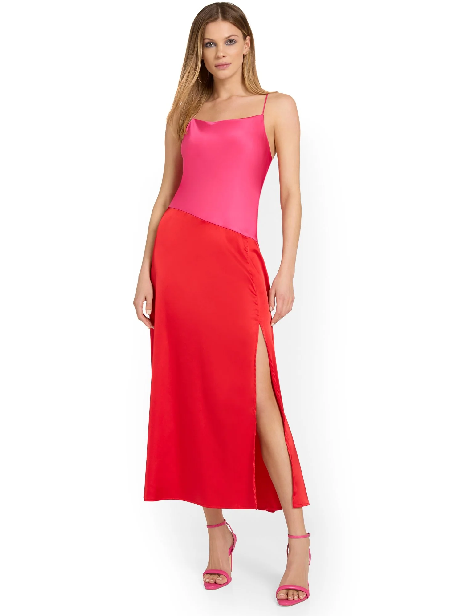 Sugarlips Colorblock Satin Midi Dress - Brands We Love - Image 2