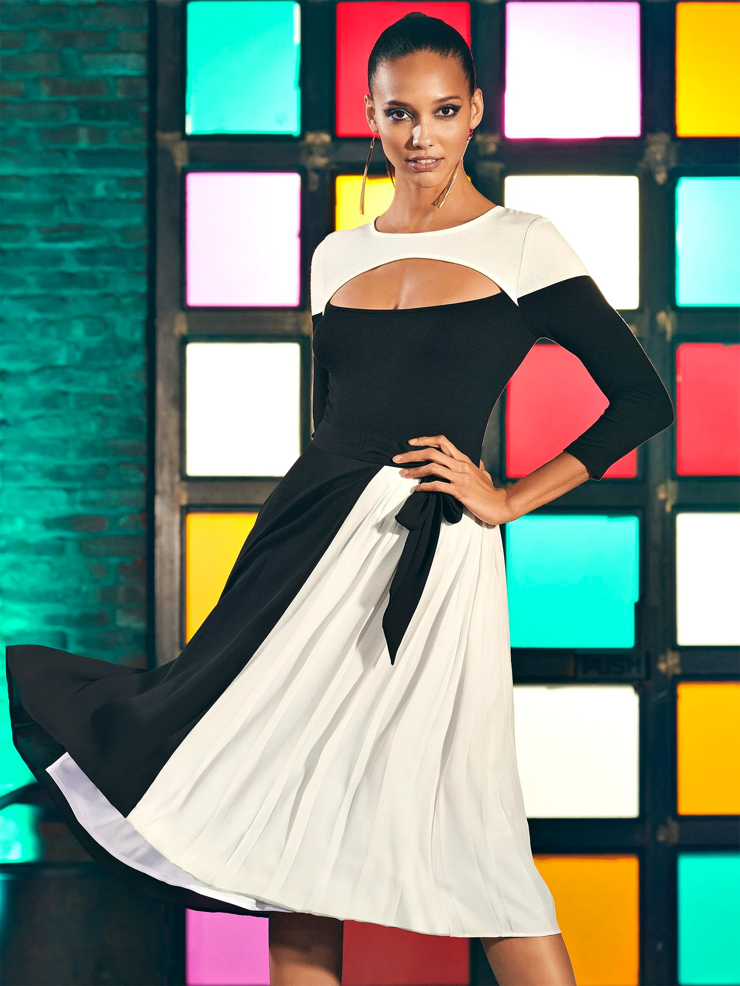 Colorblock Side-Tie Skirt - Image 4