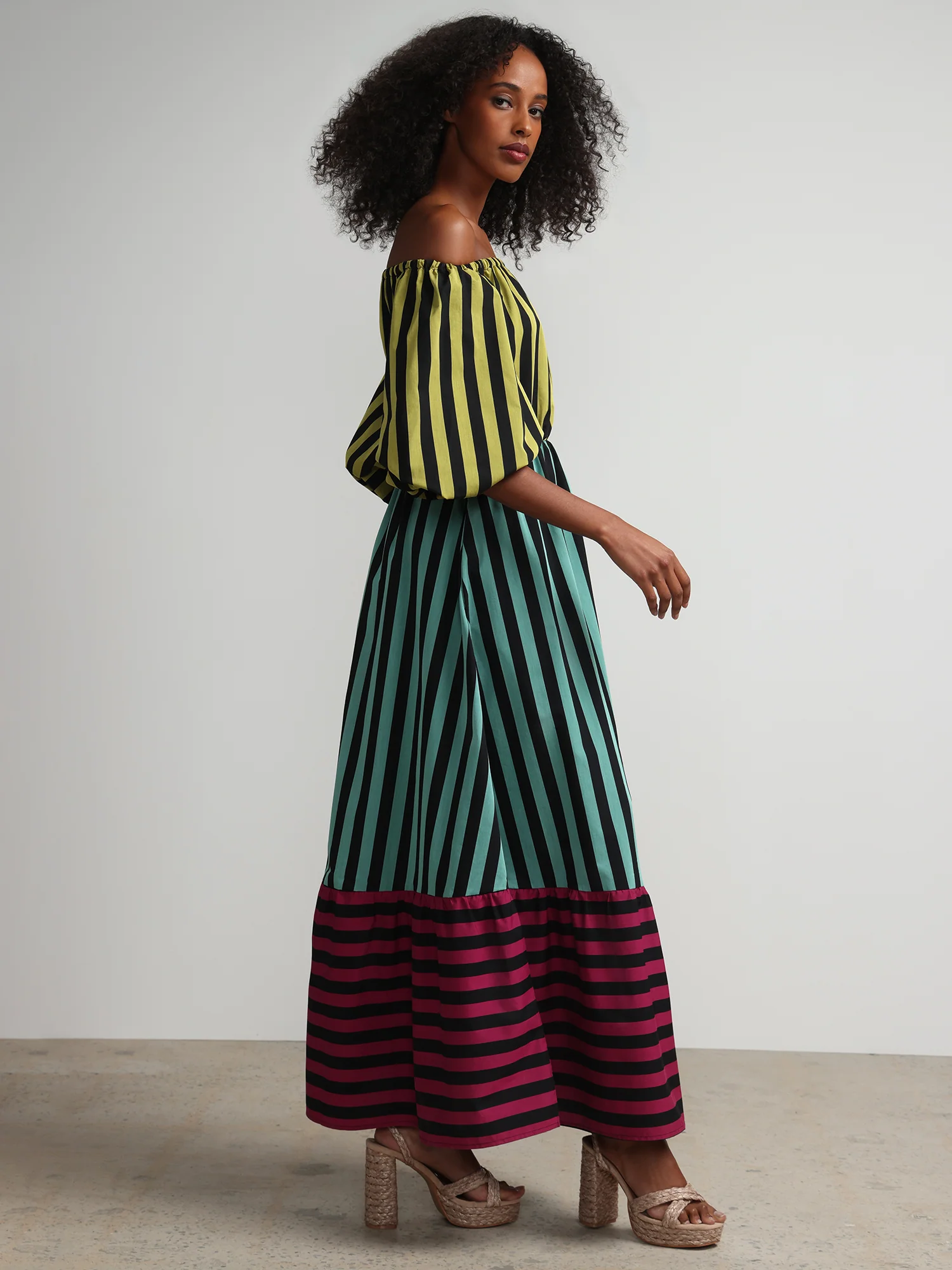Colorblock Striped Maxi Dress - Image 2