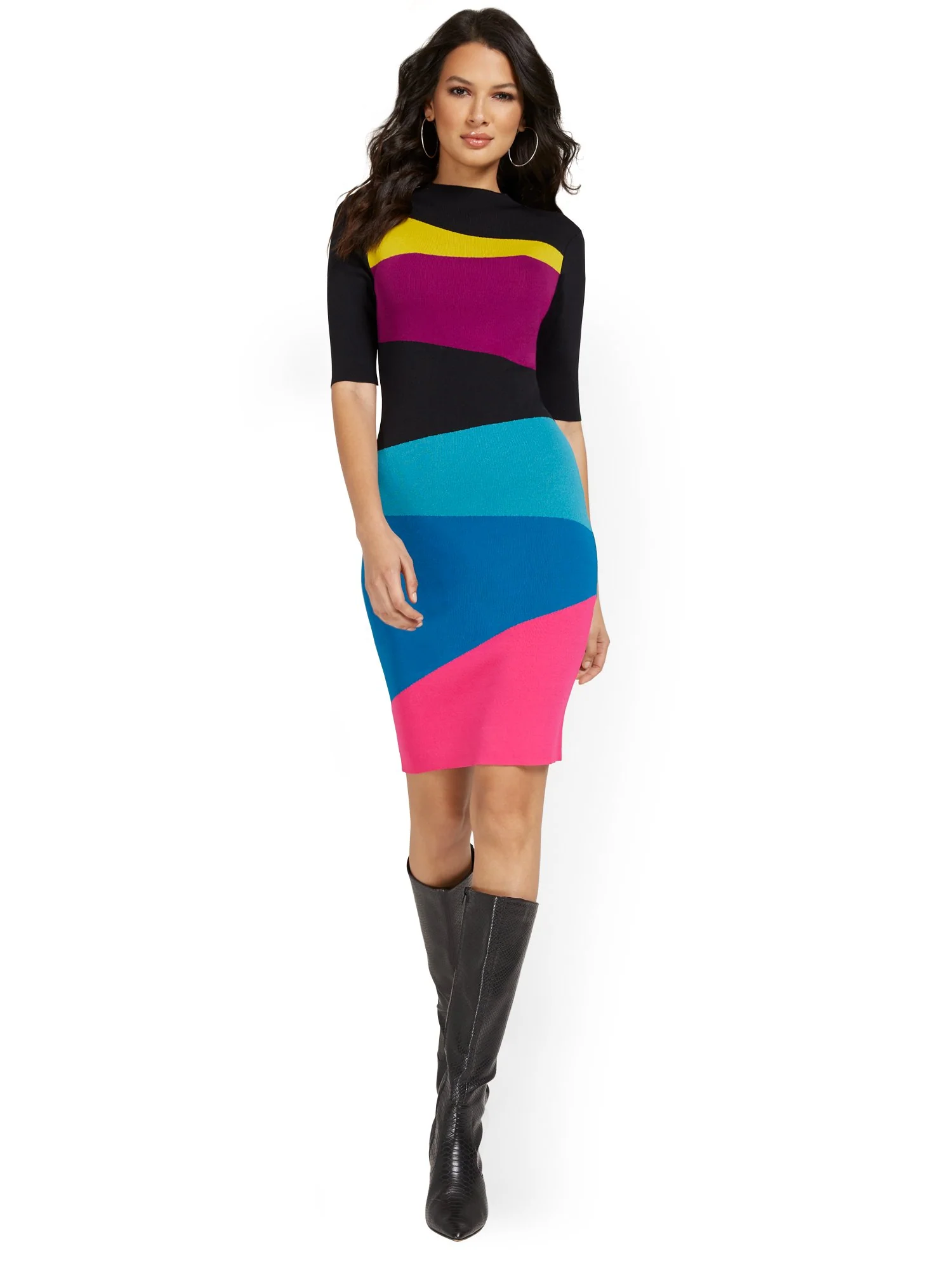 Colorblock Sweater Dress - Image 2