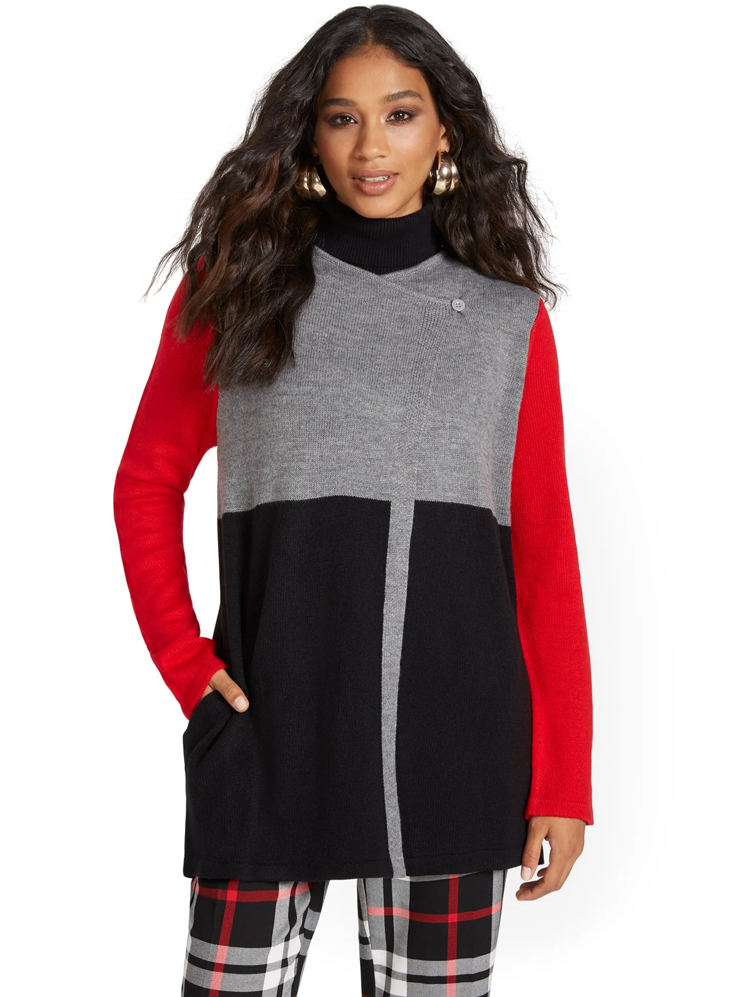 Colorblock Sweater Jacket - Image 4