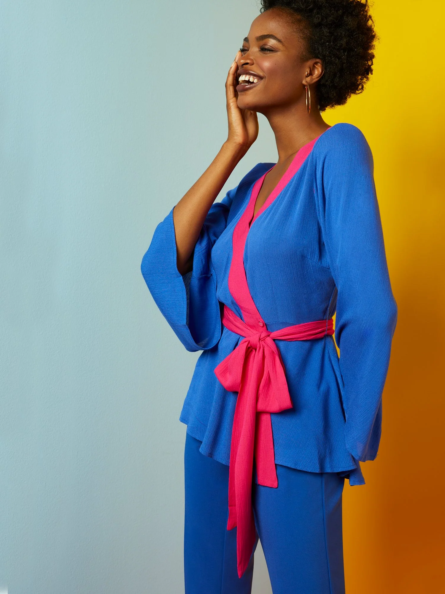 Colorblock Tie-Waist Top