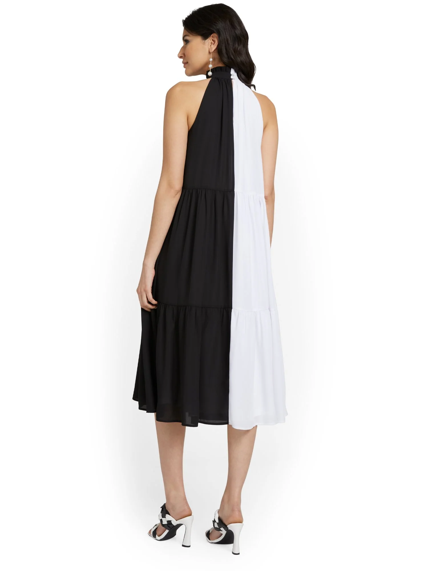 Colorblock Tiered Halterneck Dress - Image 3
