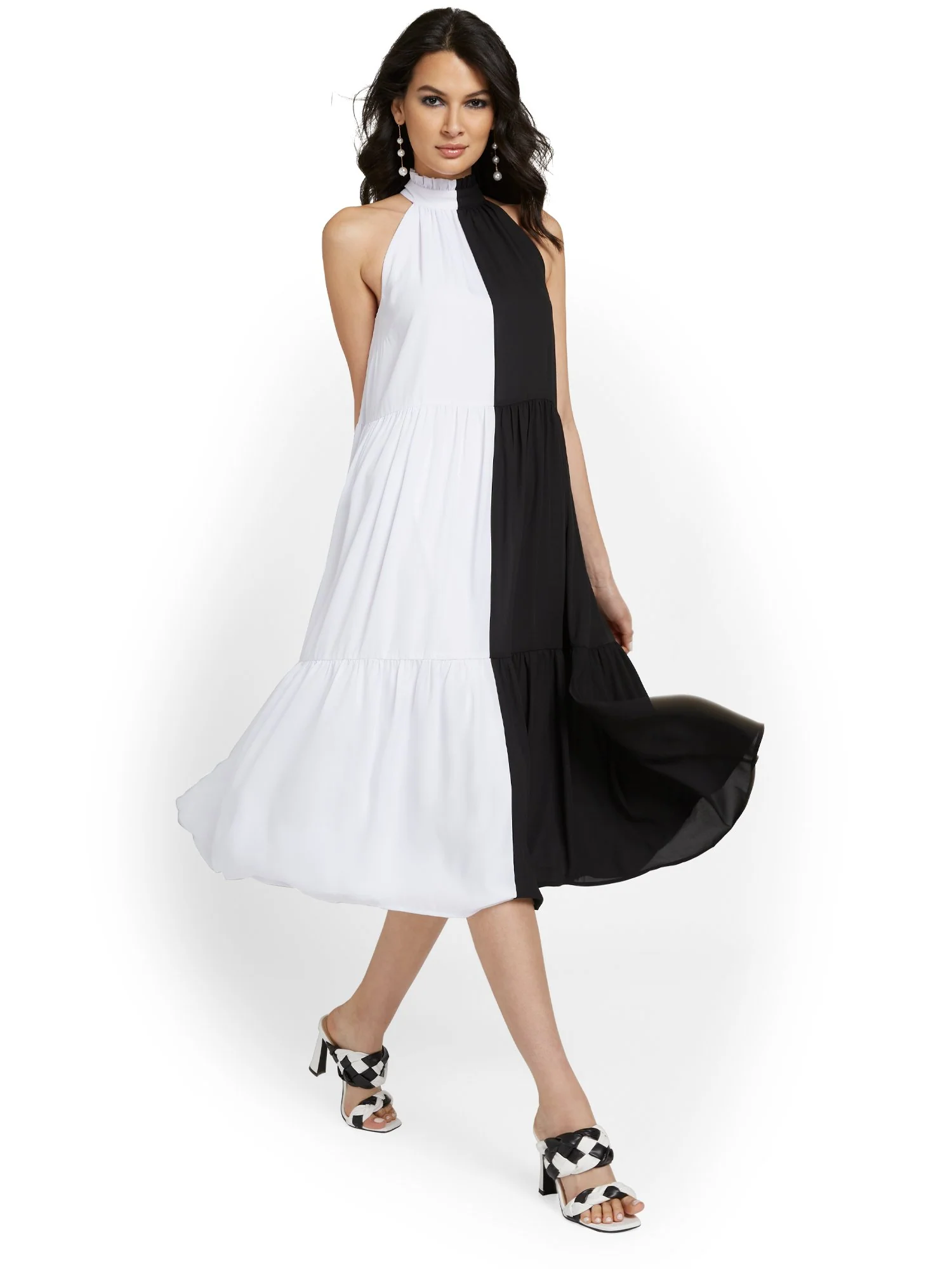 Colorblock Tiered Halterneck Dress - Image 4