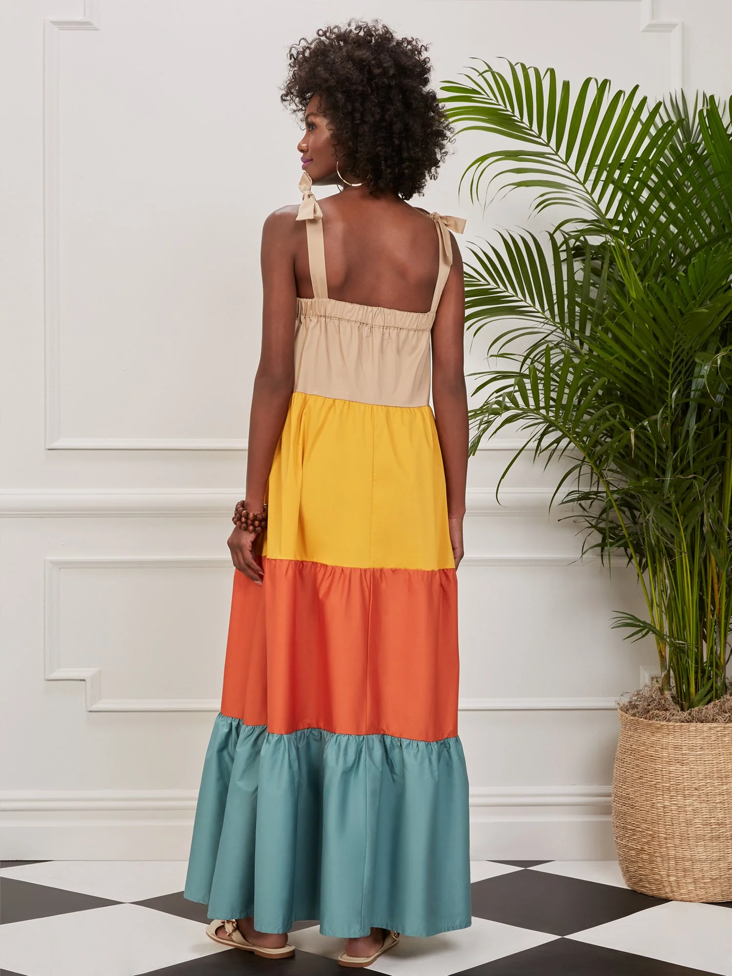 Colorblock Tiered Maxi Dress - Image 3