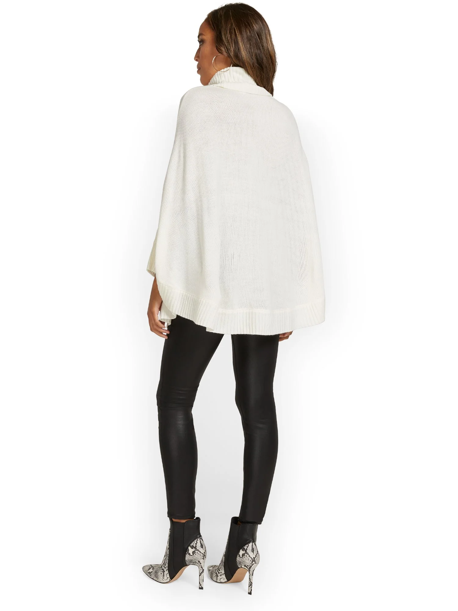 Colorblock Turtleneck Poncho - Image 6