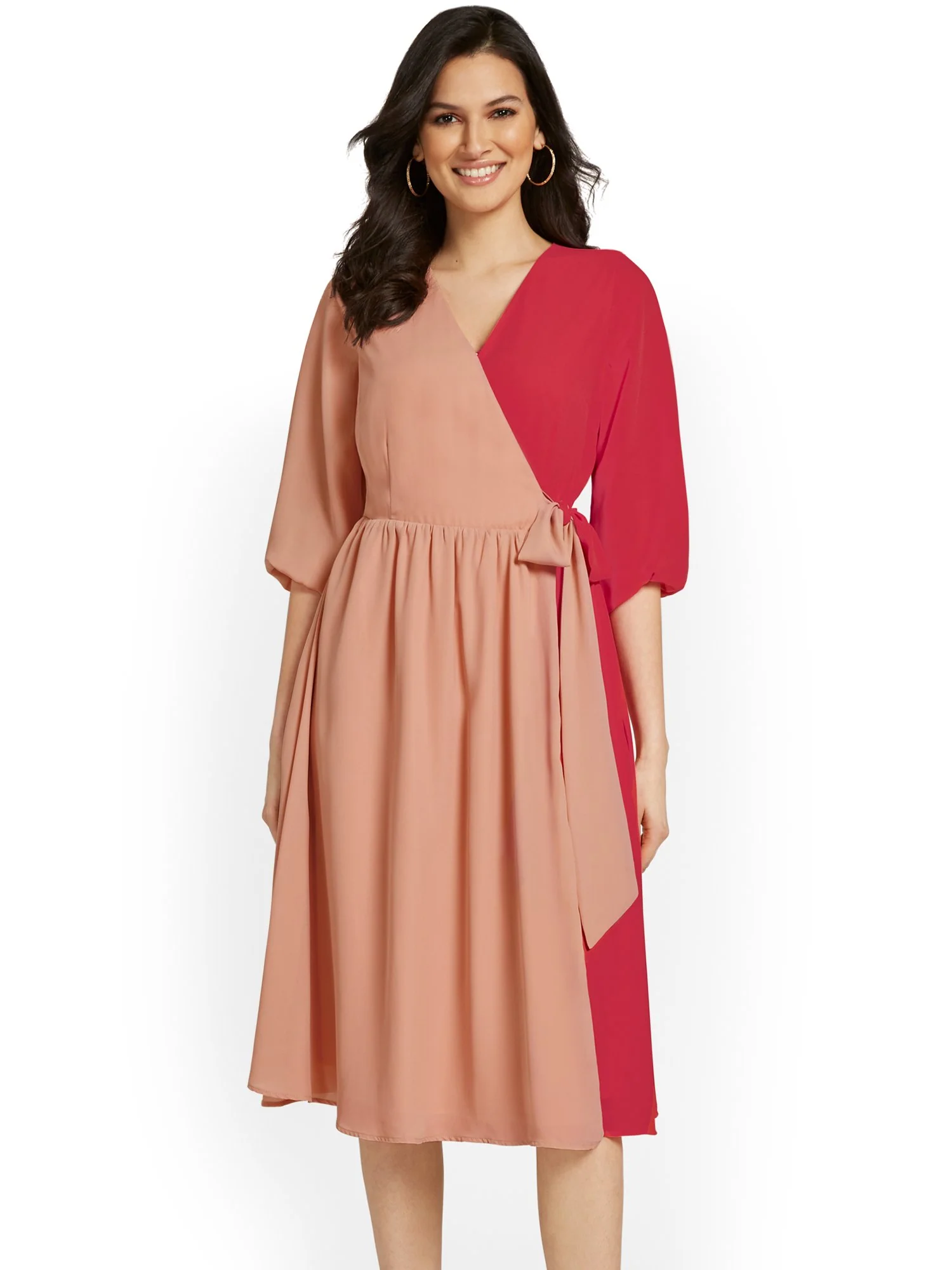 Colorblock Wrap Dress - Image 2
