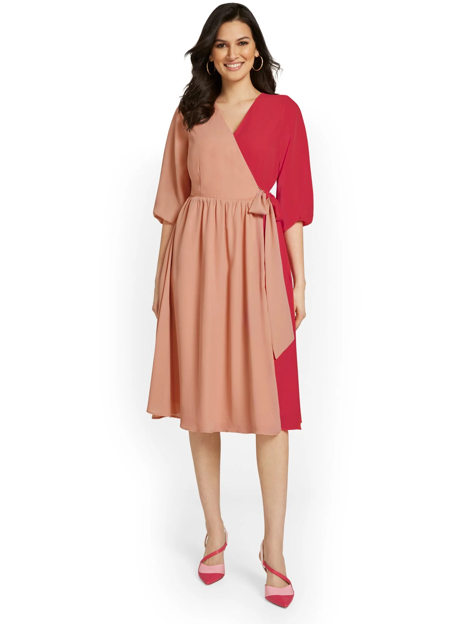 Colorblock Wrap Dress - Image 4
