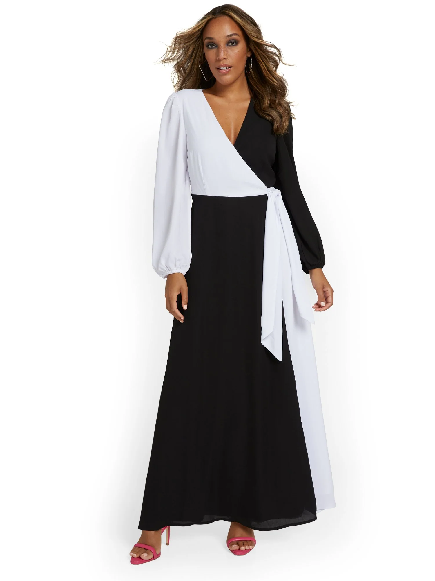 Colorblock Wrap Maxi Dress - Image 2